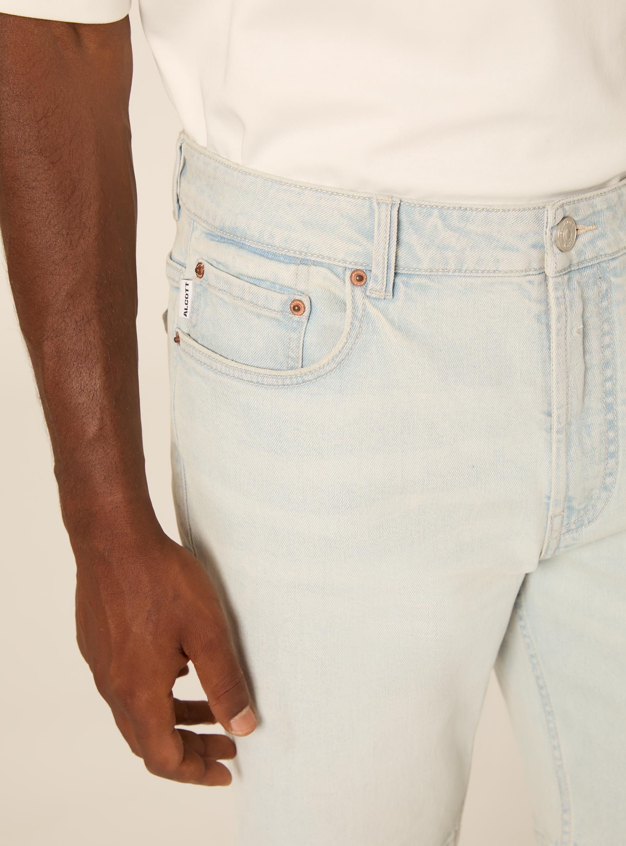 Jeans bermuda slim, D006 AZURE