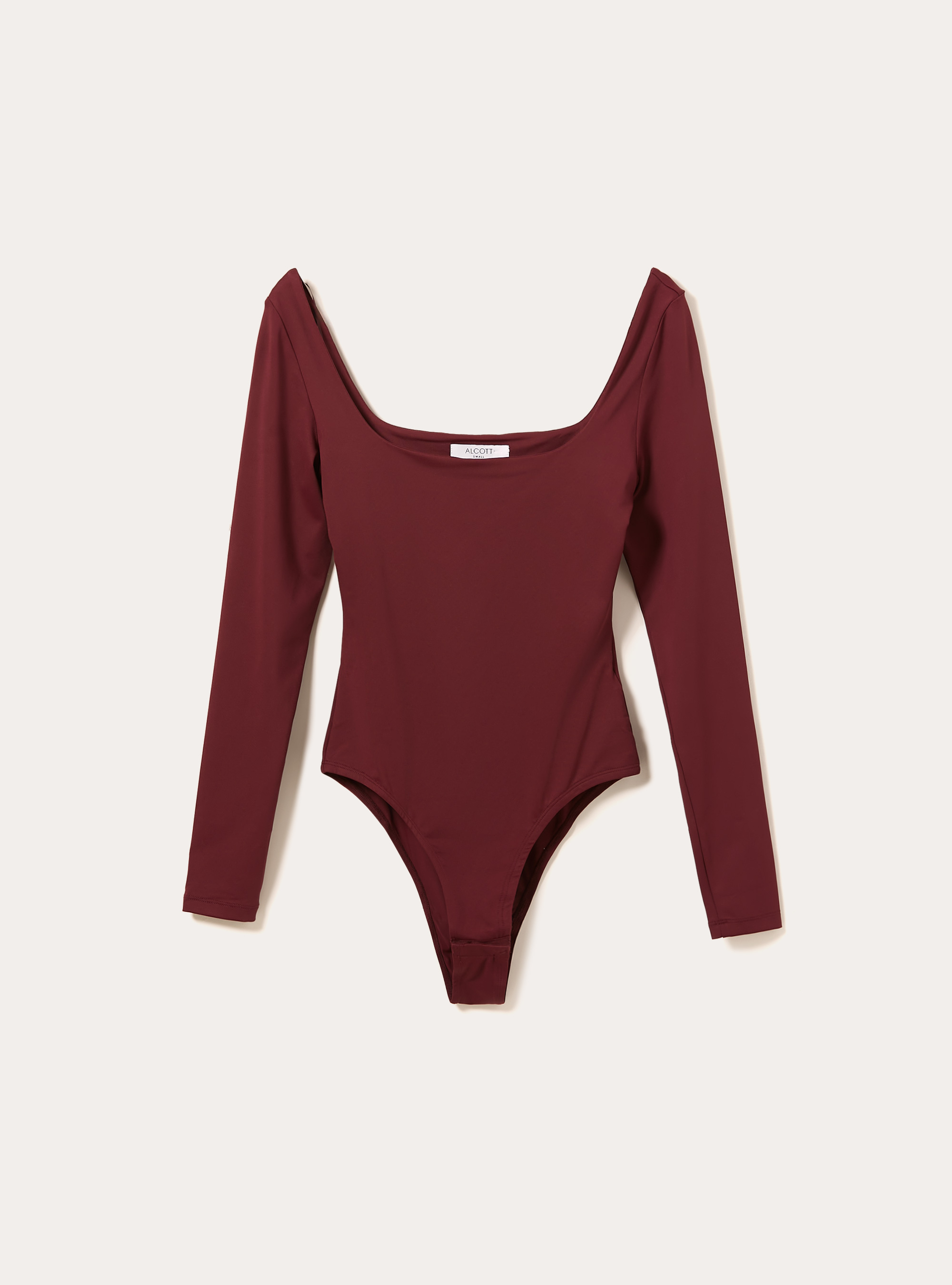 Stretch bodysuit with square neckline, BO1 BORDEAUX DARK