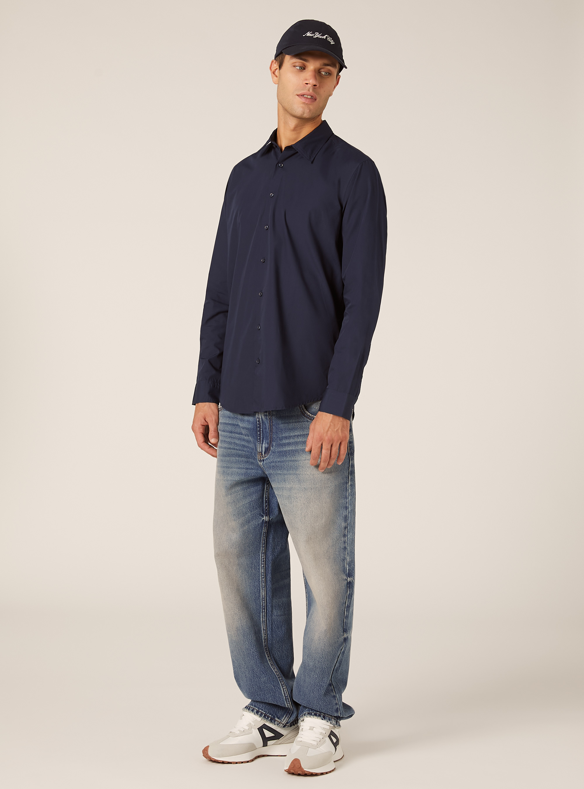 Camicia a manica lunga in tinta unita, NA1 NAVY DARK