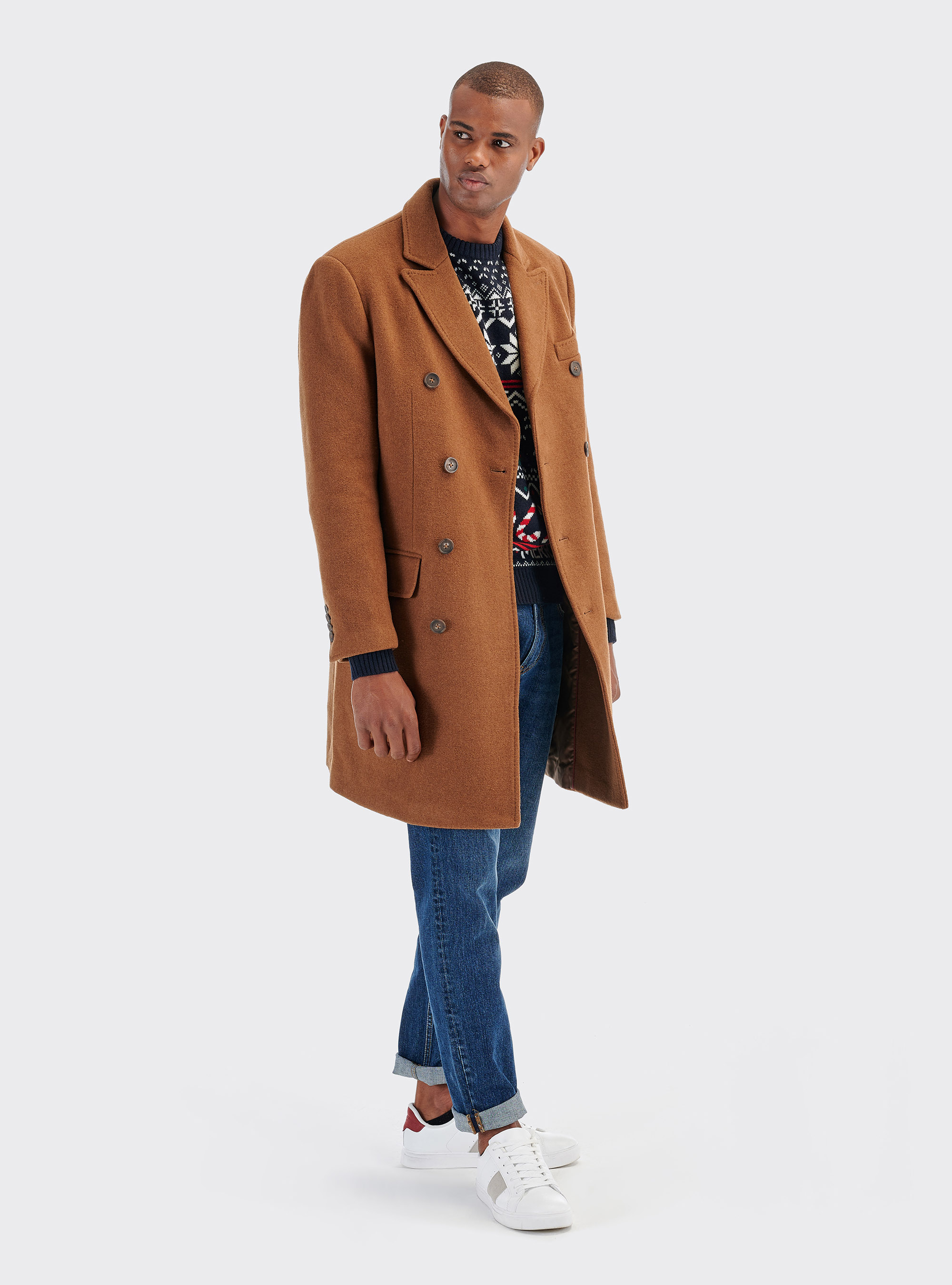 Jersey de Navidad en mezcla de lana, AZUL MARINO