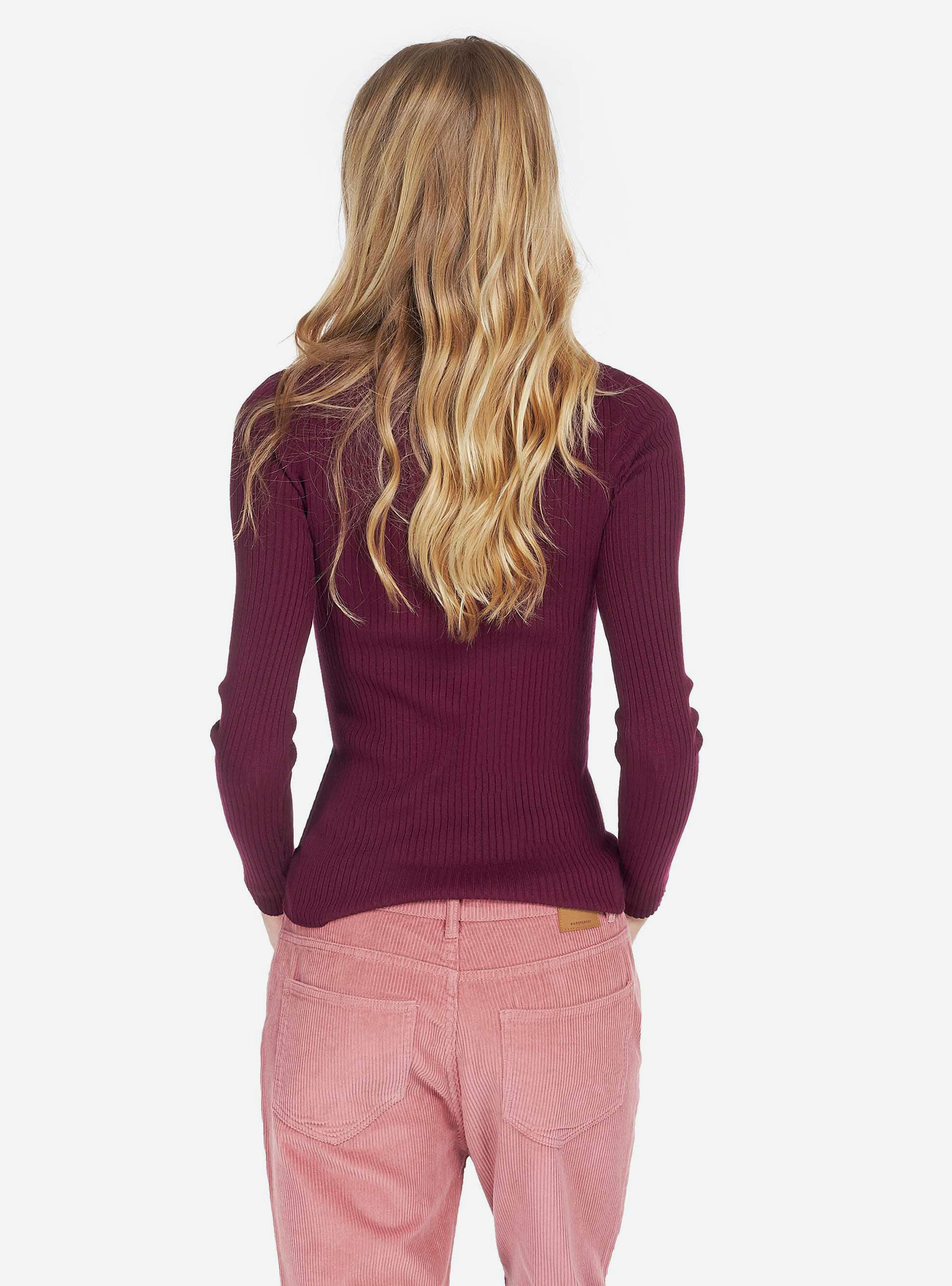 Lupetto in maglia a coste, BORDEAUX