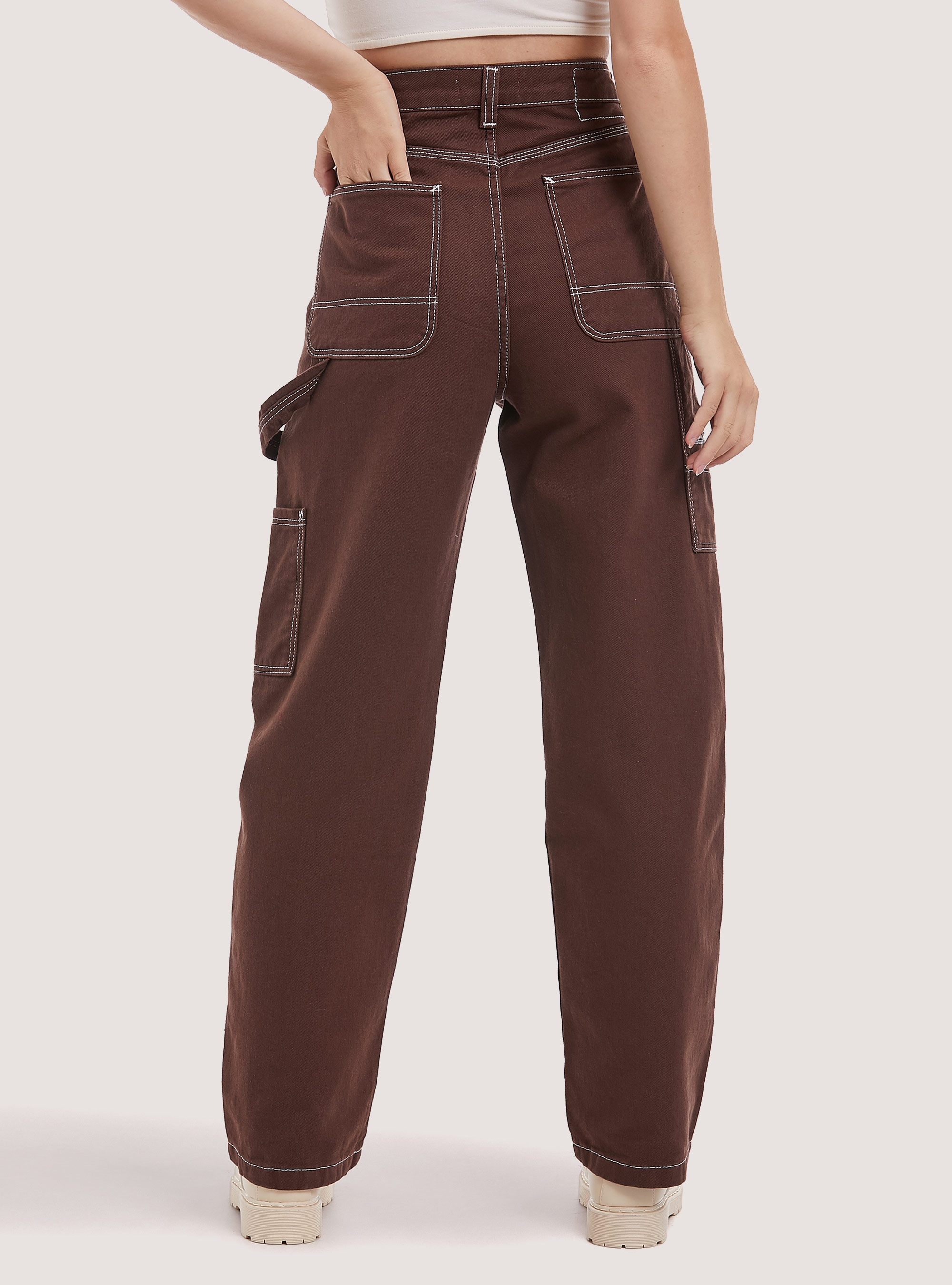 Cotton carpenter trousers, BR2 BROWN MEDIUM