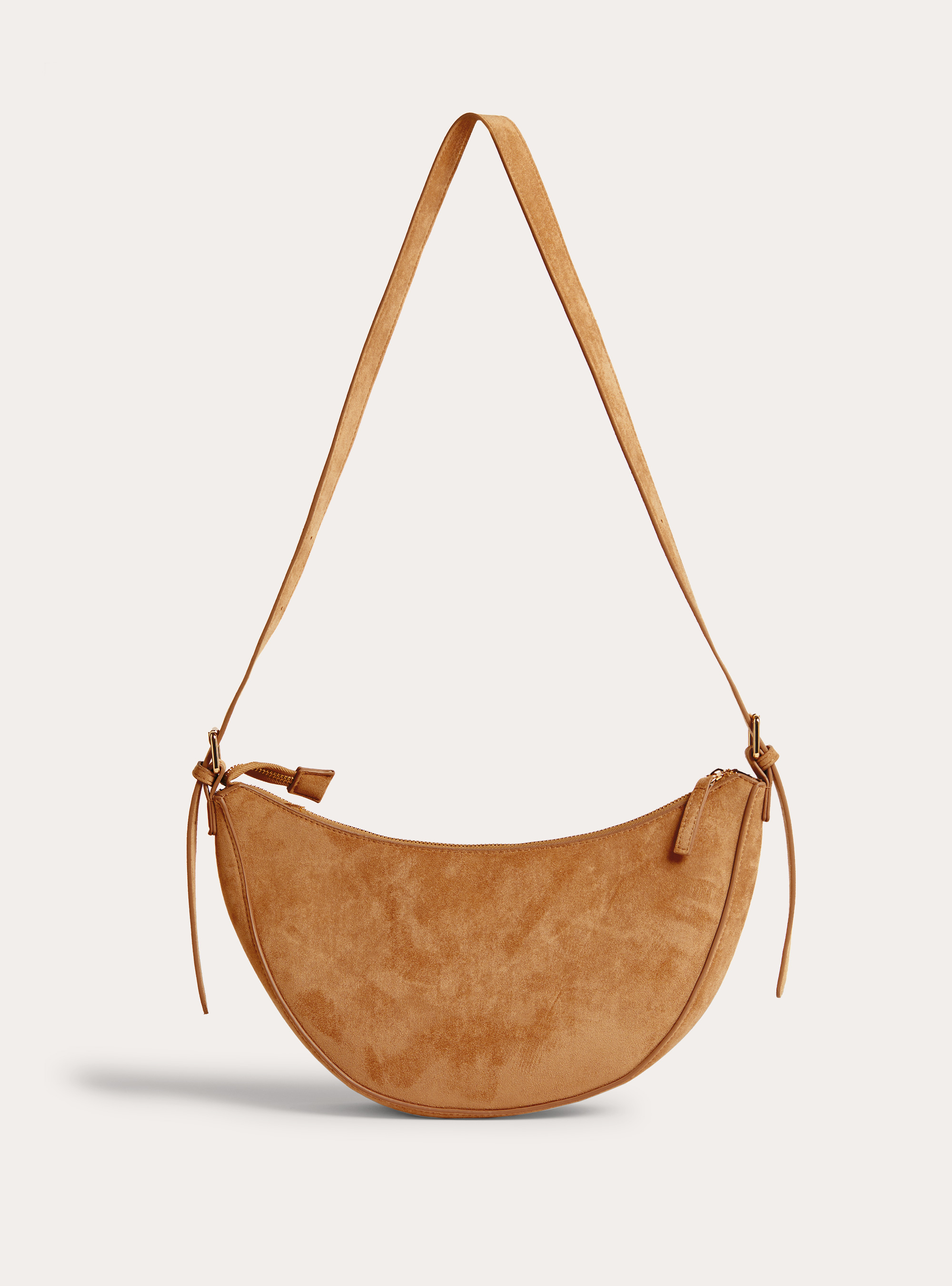 Halbmond-Tasche in Wildlederoptik, TB3 TOBACCO LIGHT