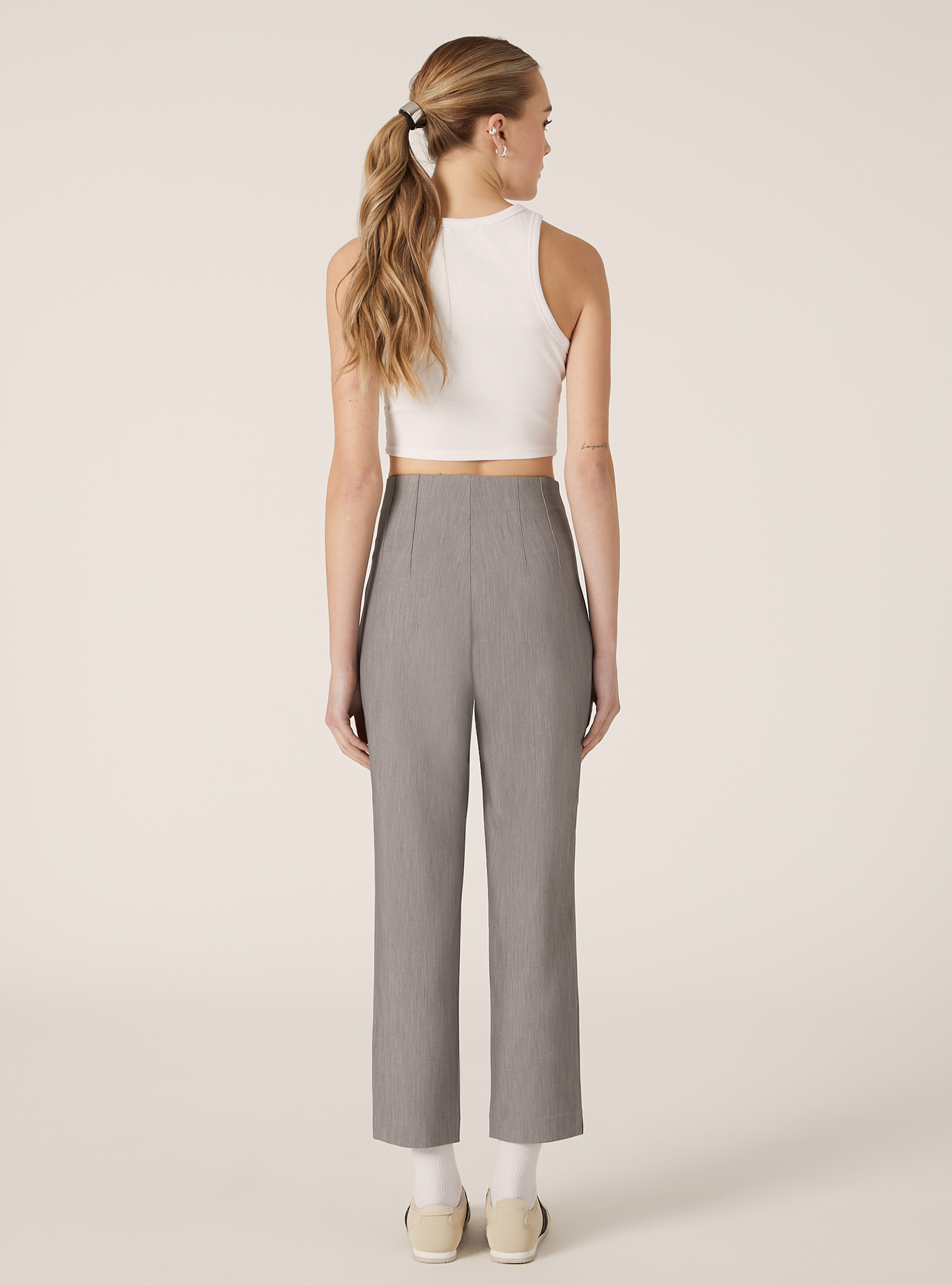 Pantaloni in tinta unita con pinces, GY3 GREY LIGHT