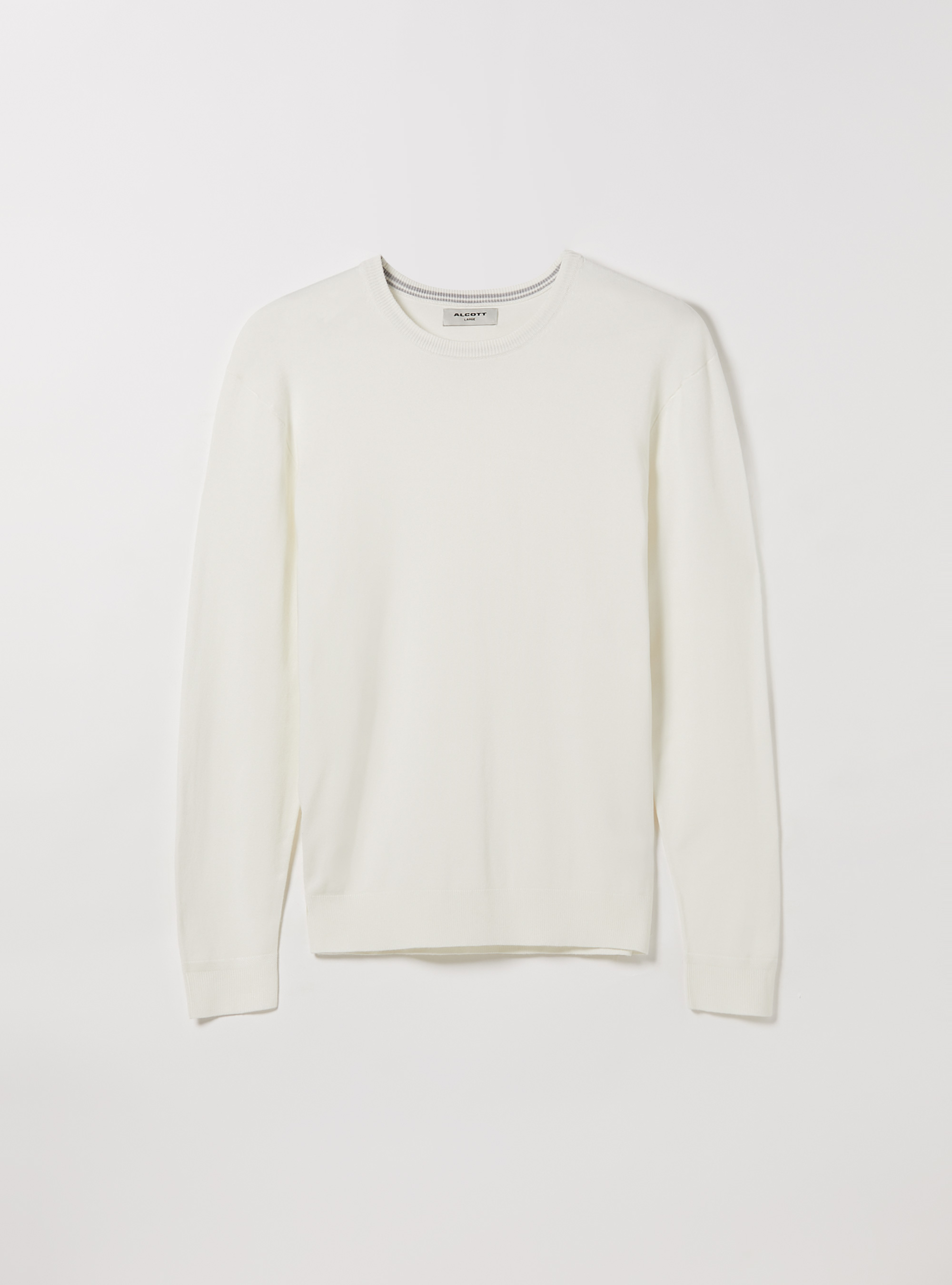Pull à col ras du cou en viscose durable Ecovero, WH3 WHITE