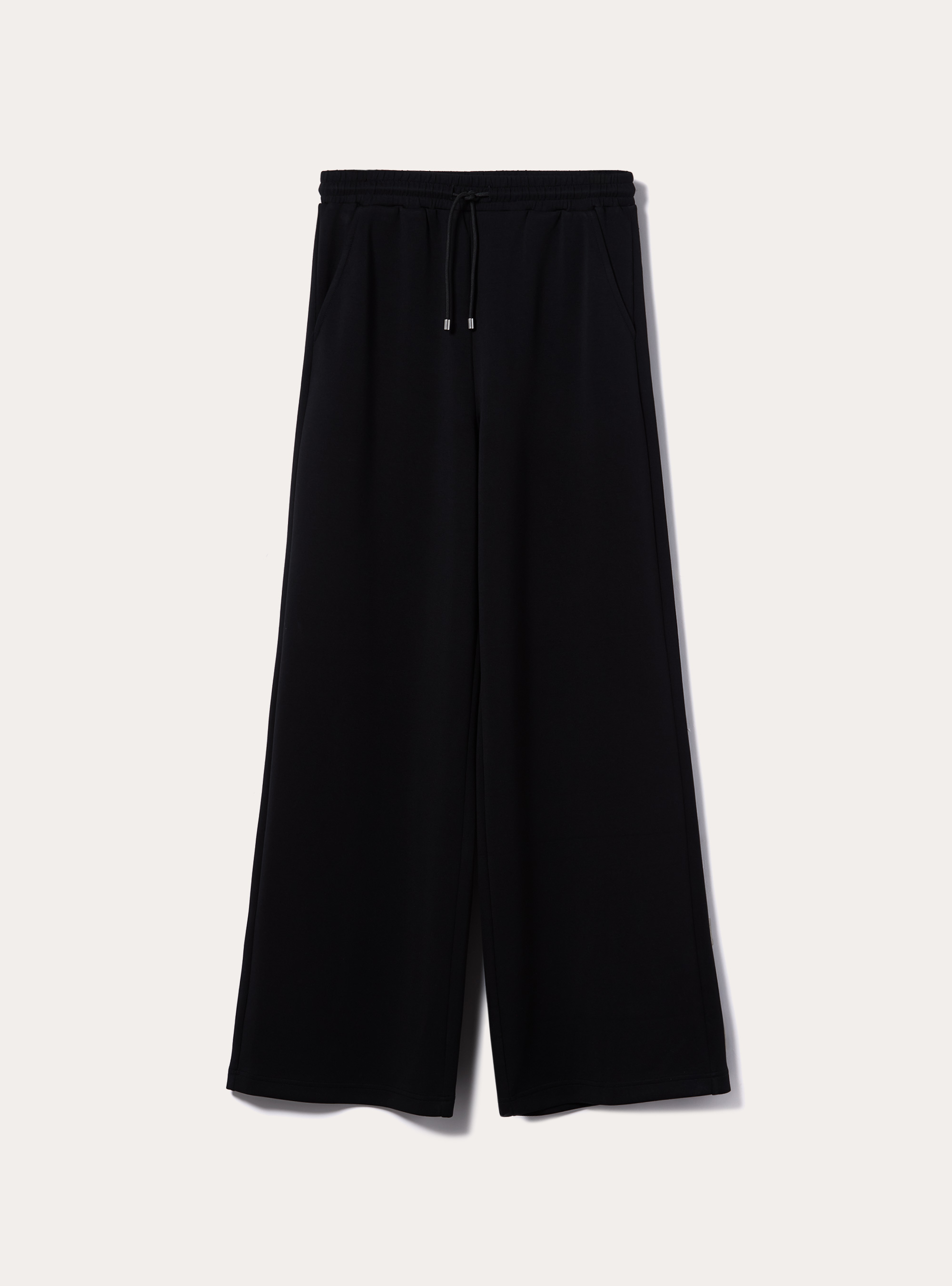 Pantalón de pernera ancha en suave scuba, BK1 BLACK