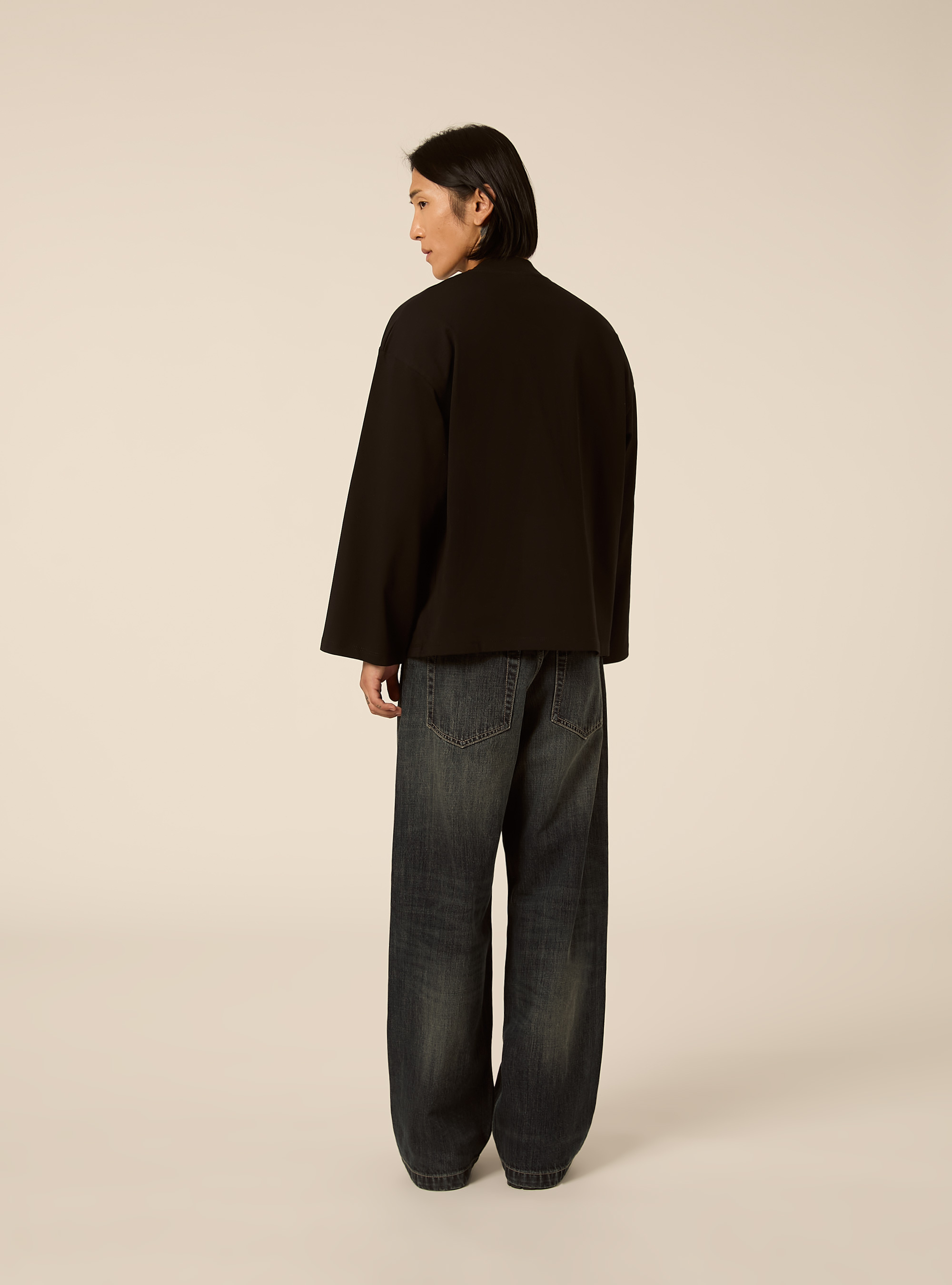 Maglietta a maniche lunghe oversize, NERO