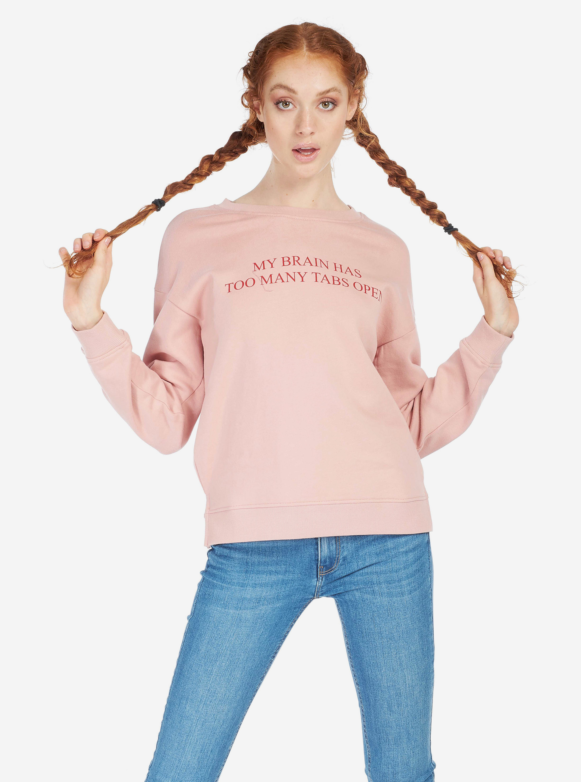 Felpa con stampa, ROSA