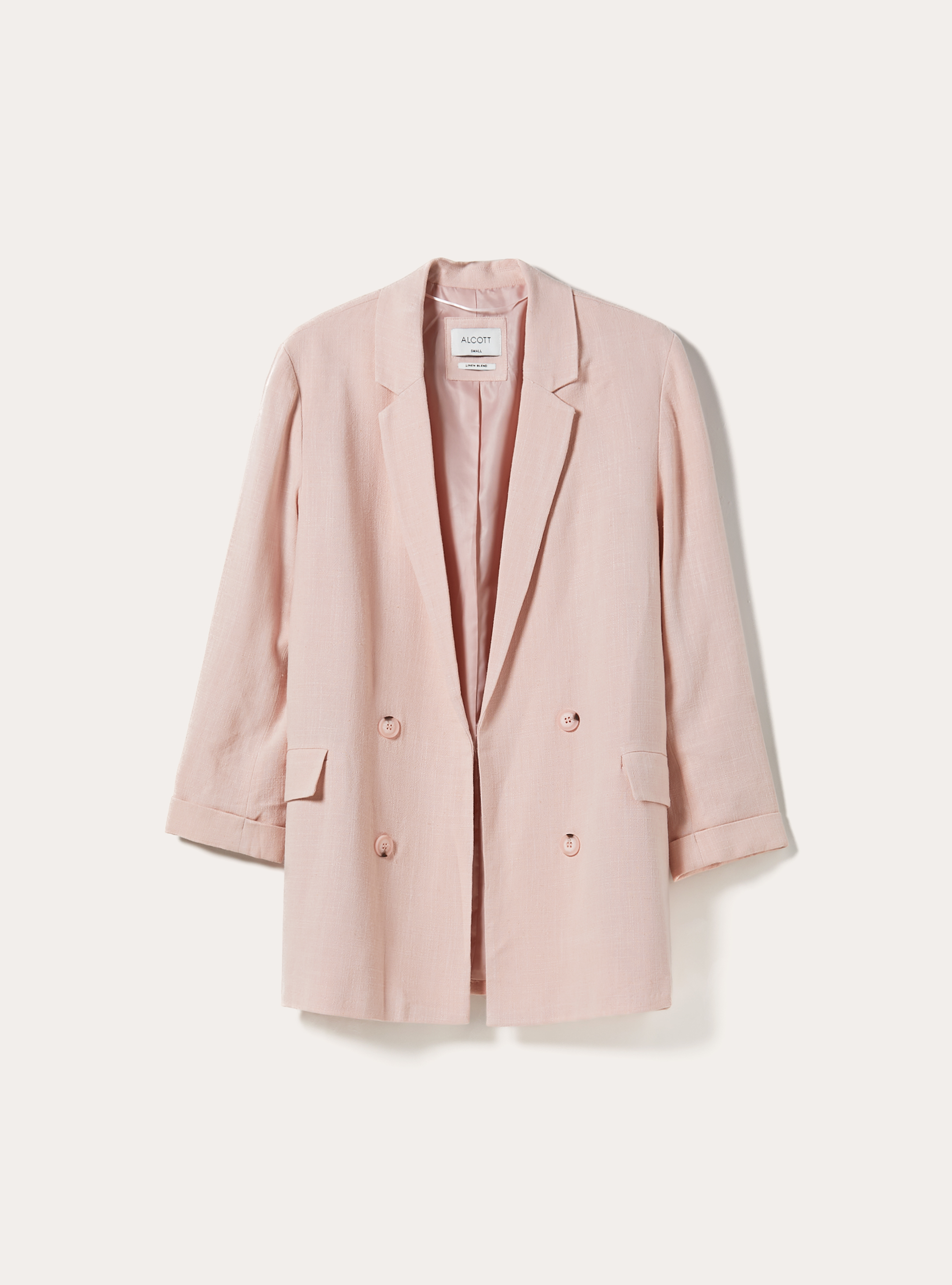 Americana cruzada en mezcla de lino, PK1 PINK DARK