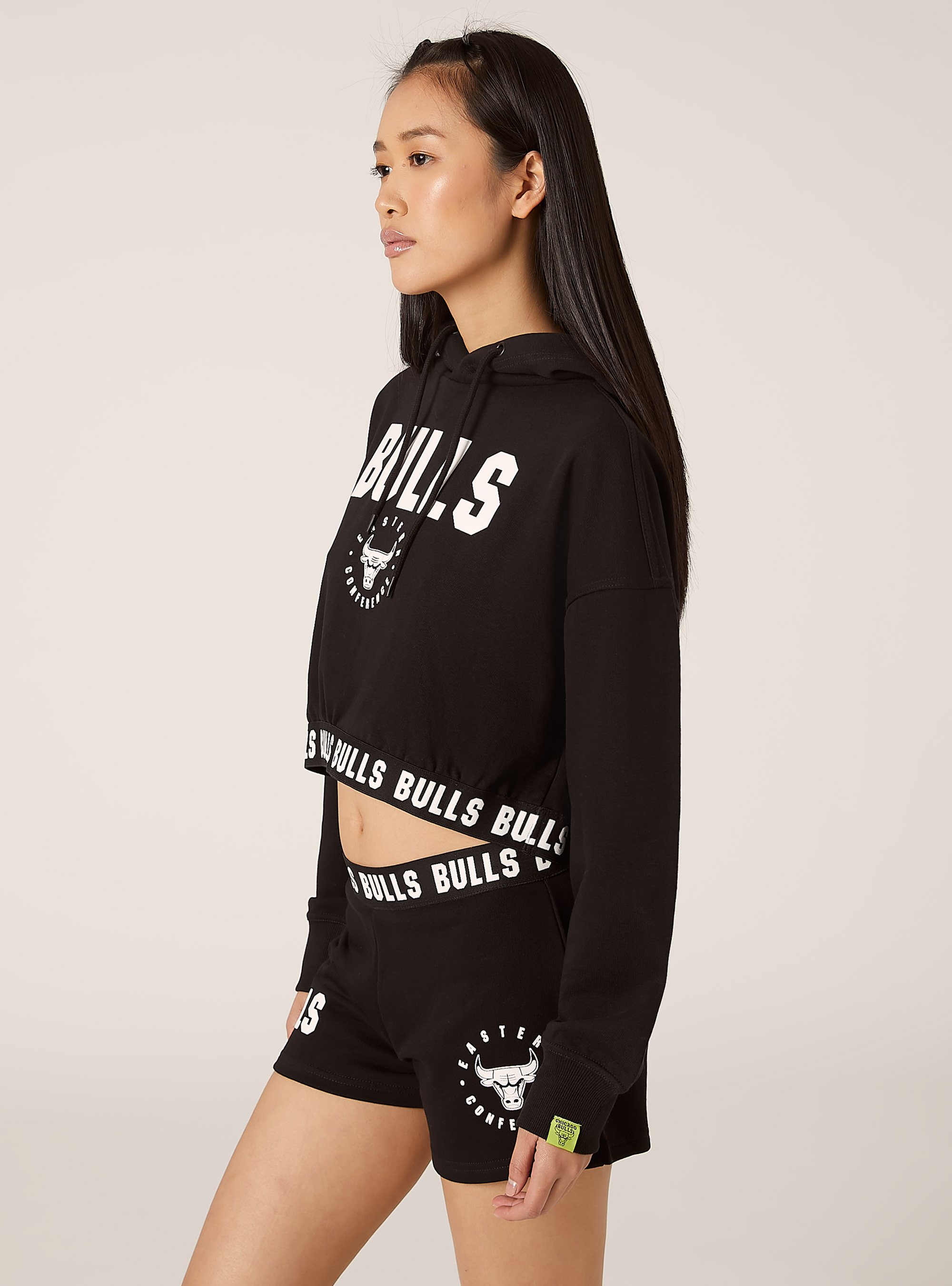 Cropped hooded sweatshirt NBA / Alcott, BK1 BLACK
