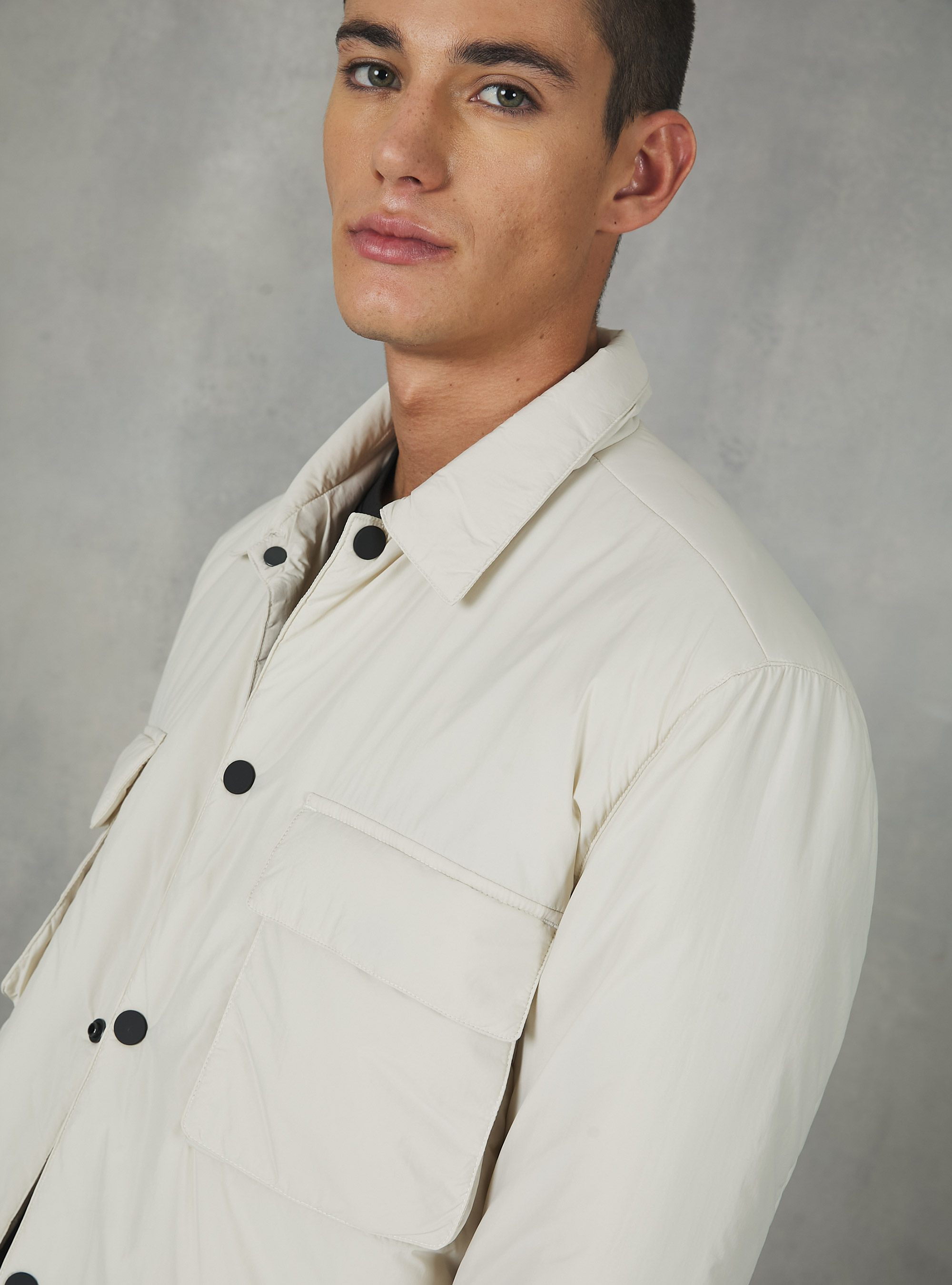 Jacket with collar and recycled padding, WH2 WHITE