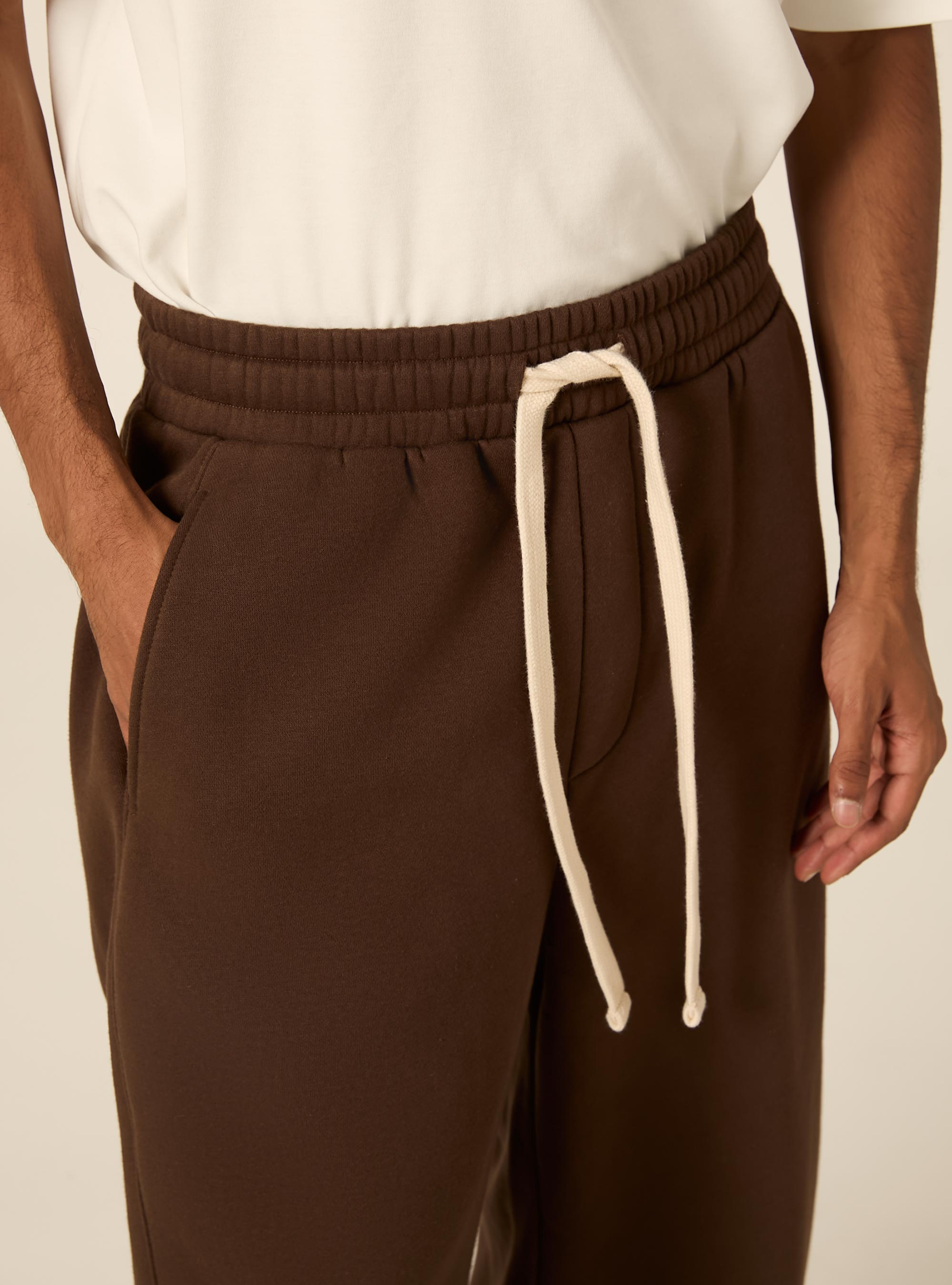 Pantalone in felpa barrel fit, BR2 BROWN MEDIUM