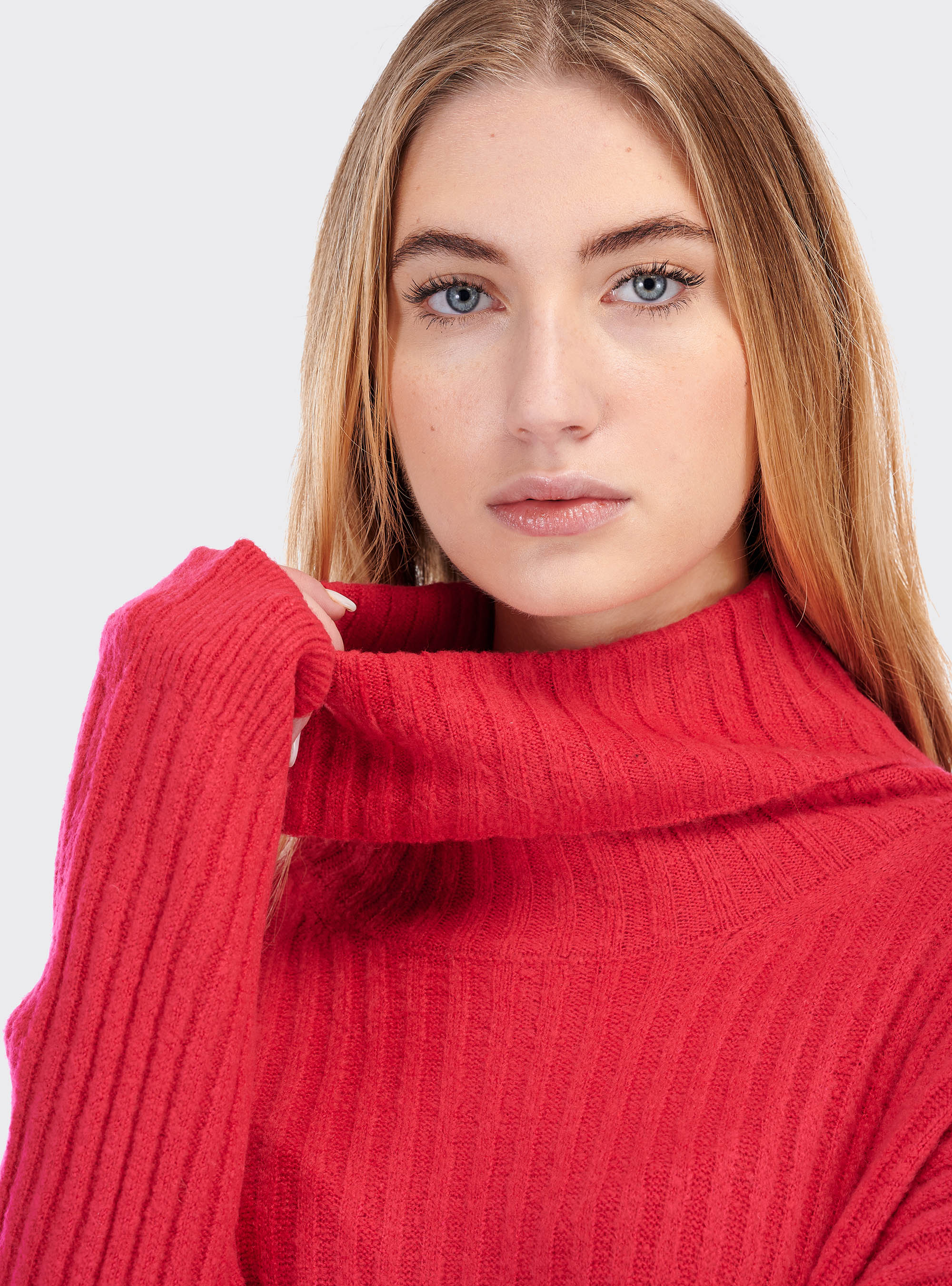 Jersey oversize de cuello alto, FUCSIA