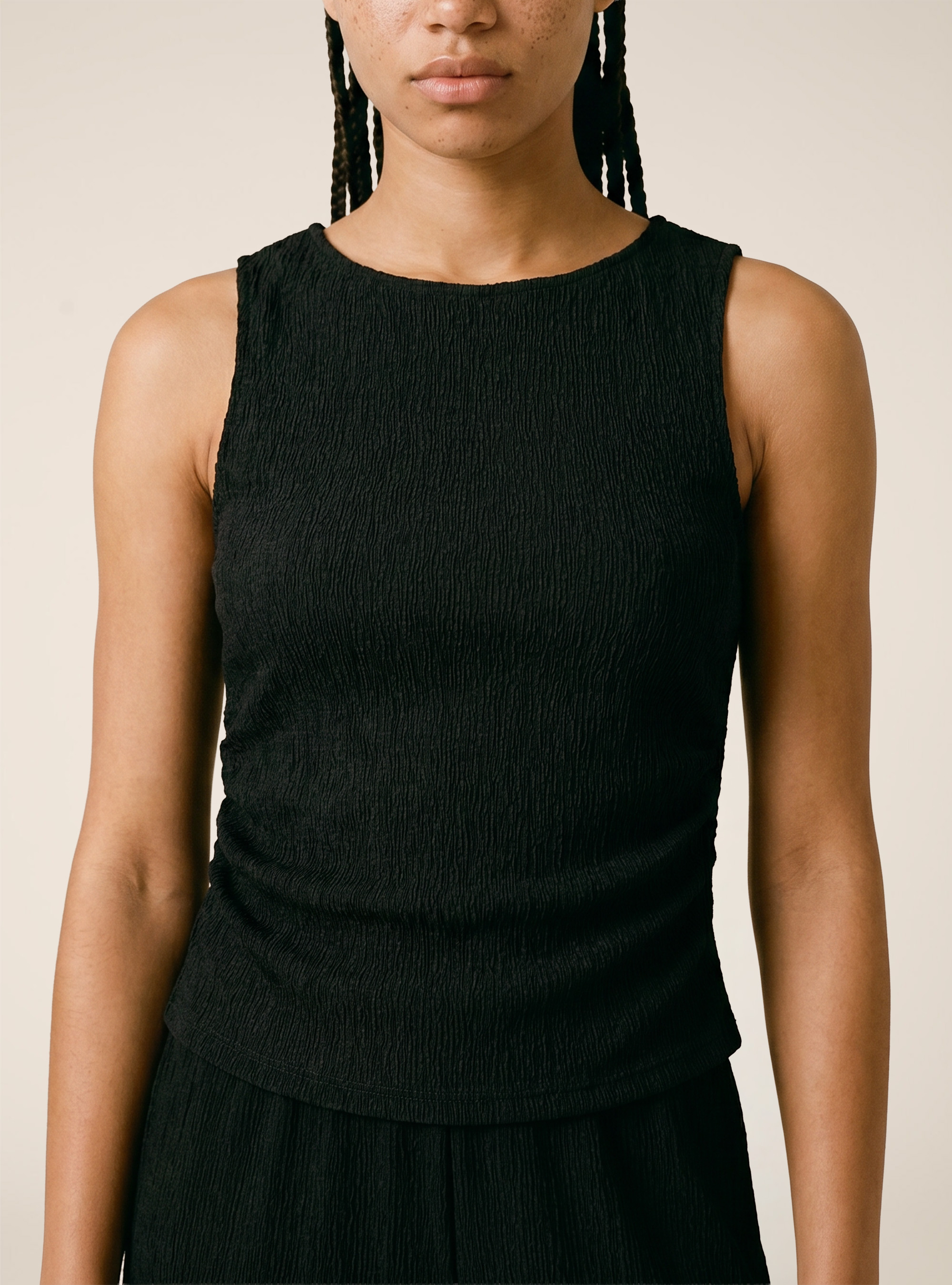 T-shirt maniche ad alette texturizzata, BK1 BLACK