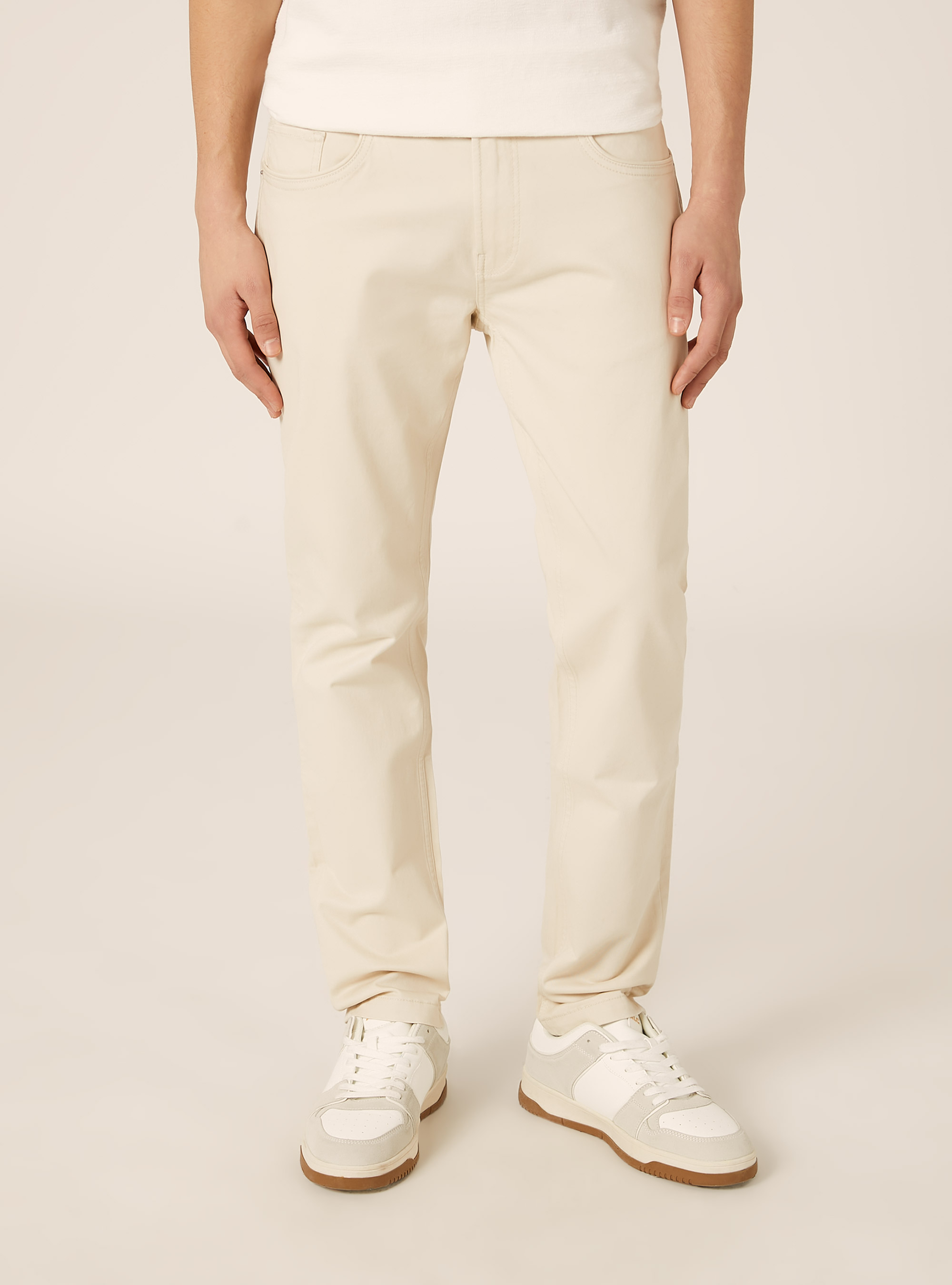 Skinny fit cotton trousers, CR2 CREAM MEDIUM