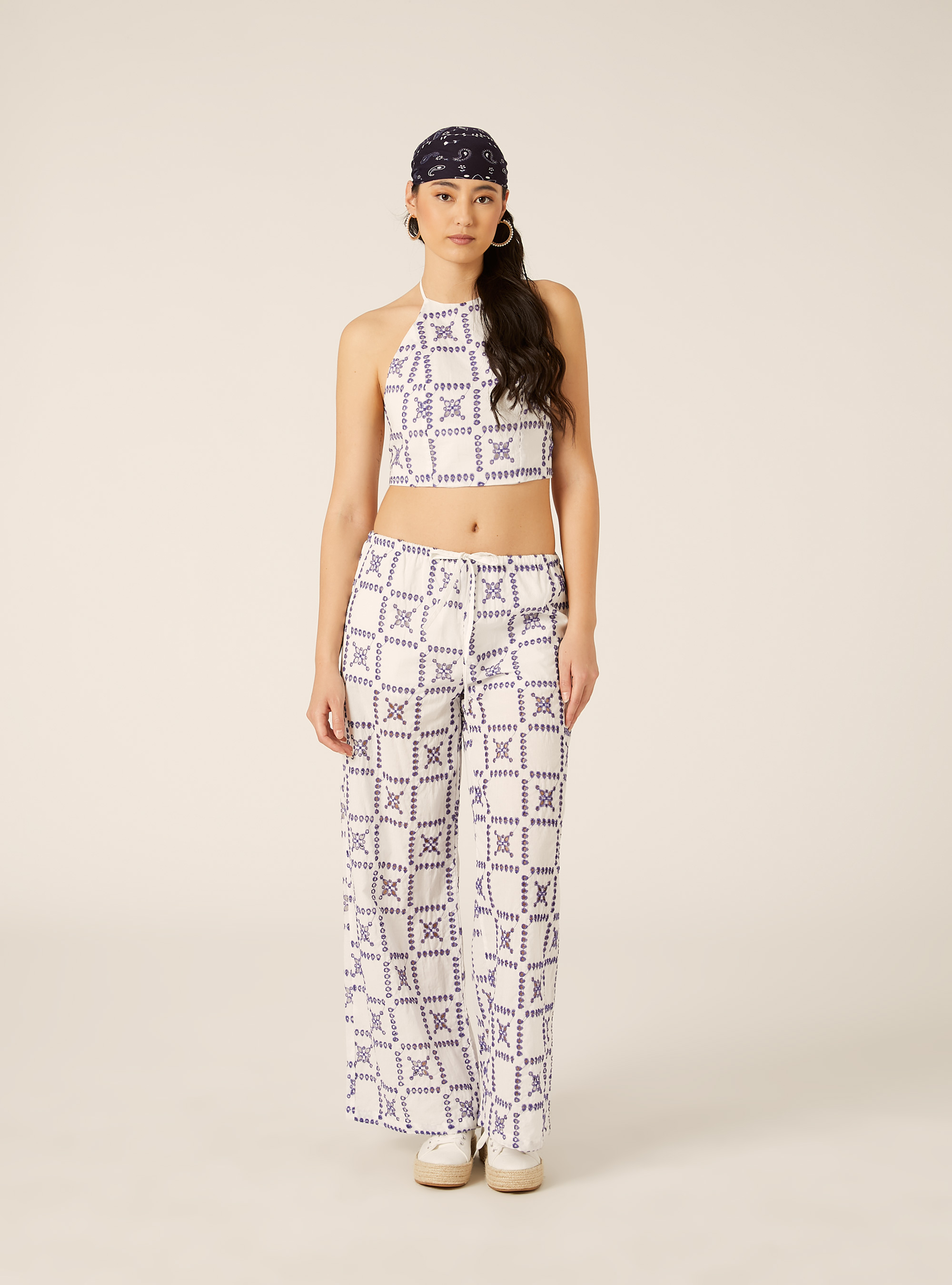 Majolica Broderie Anglaise Trousers, WH2 WHITE