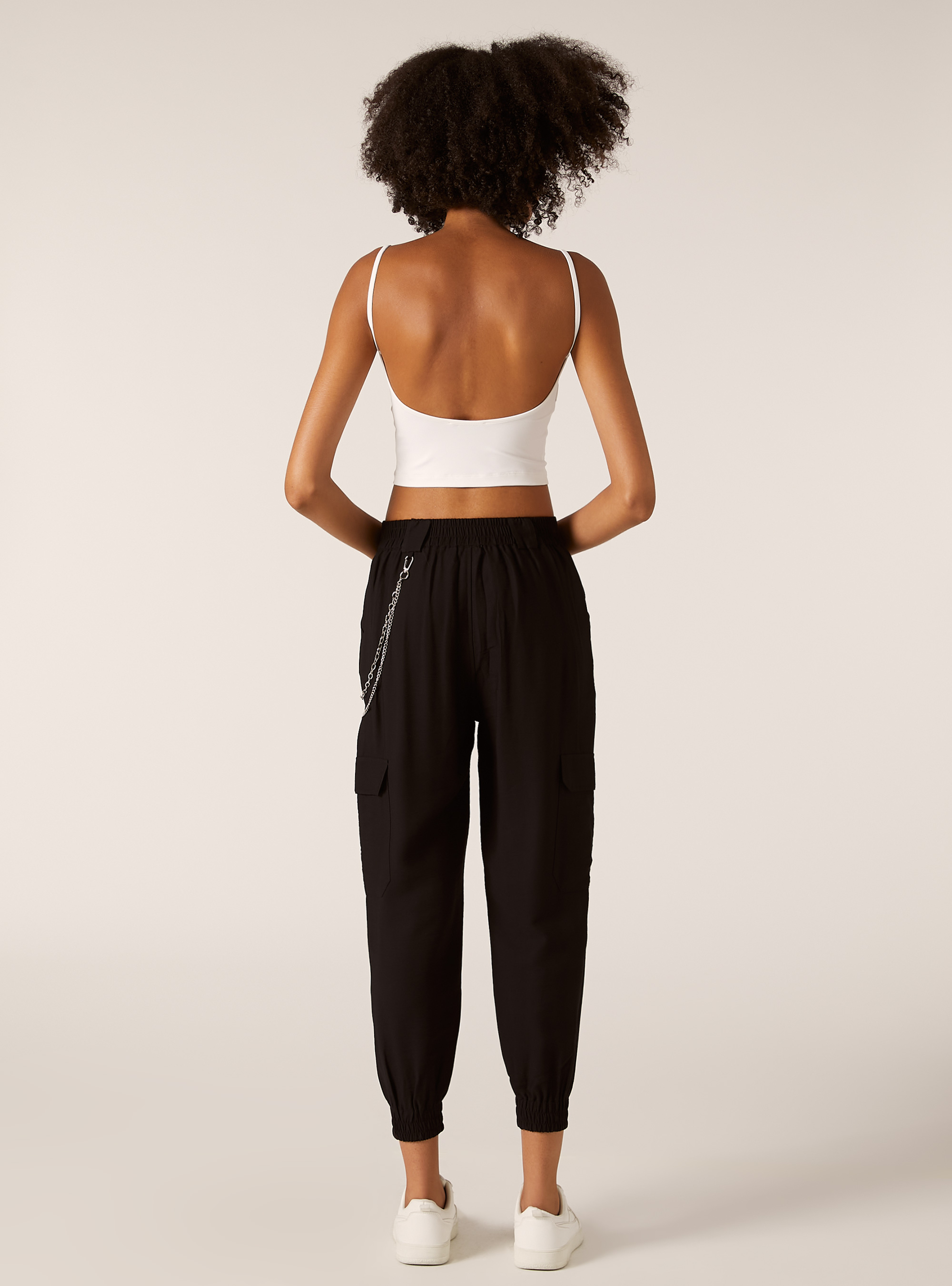 Pantaloni jogger con catena, NERO