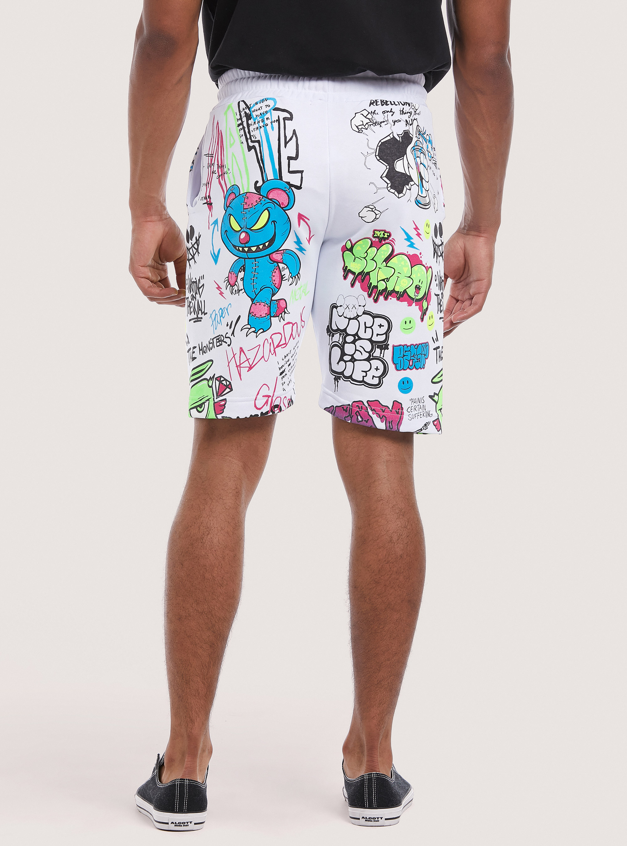 Bermuda shorts with all over ''Smile Collection'' print, WH2 WHITE