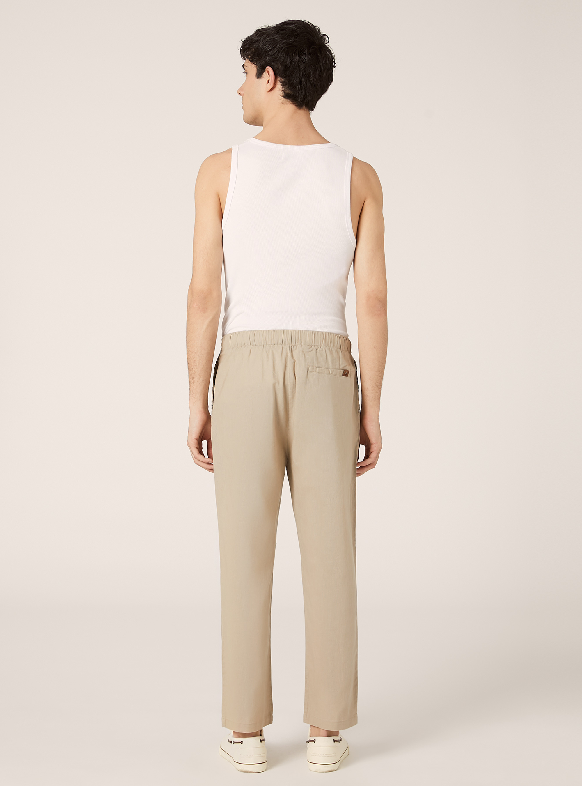 Pantalon de jogging en lin m&eacute;lang&eacute;, BG3 BEIGE LIGHT