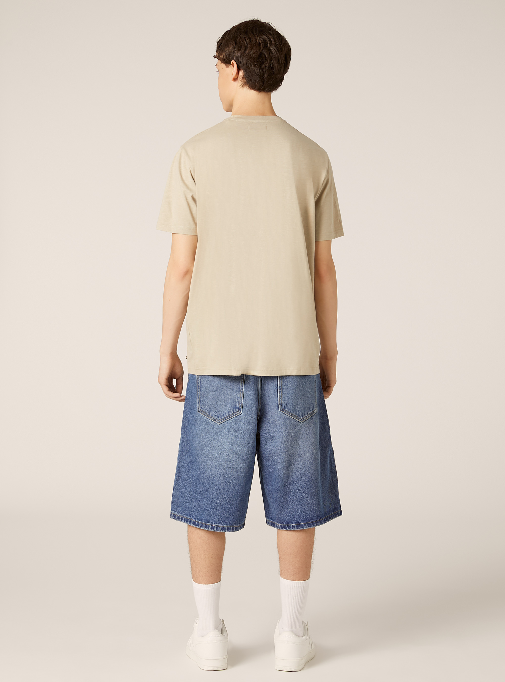 Serafino-T-Shirt aus Baumwolle, BG2 BEIGE MEDIUM