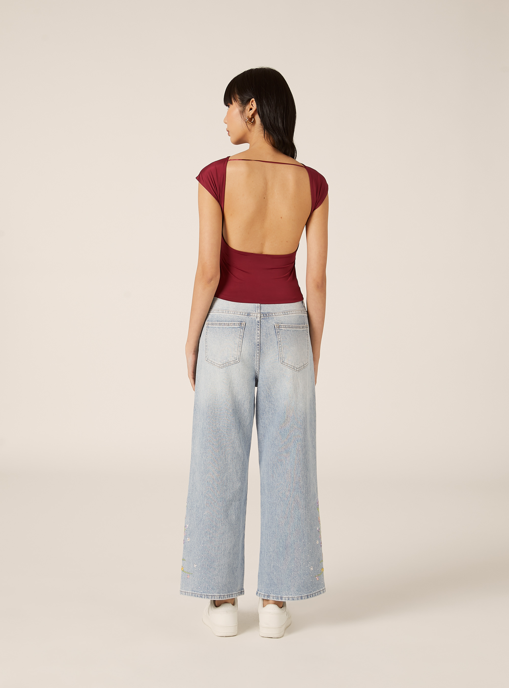 Maglietta con schiena scoperta, BO2 BORDEAUX MEDIUM