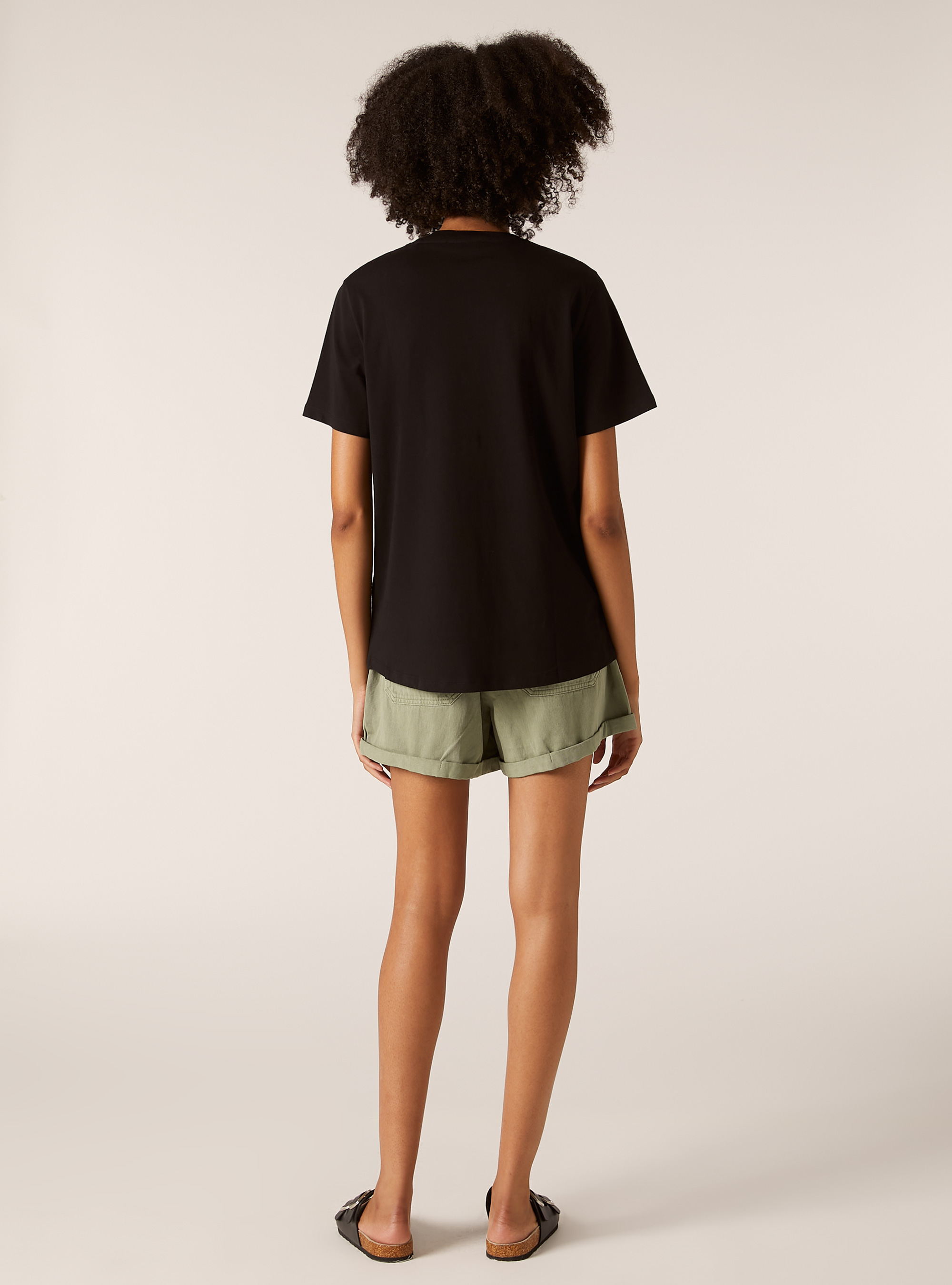 Metallic print t-shirt, BK1 BLACK