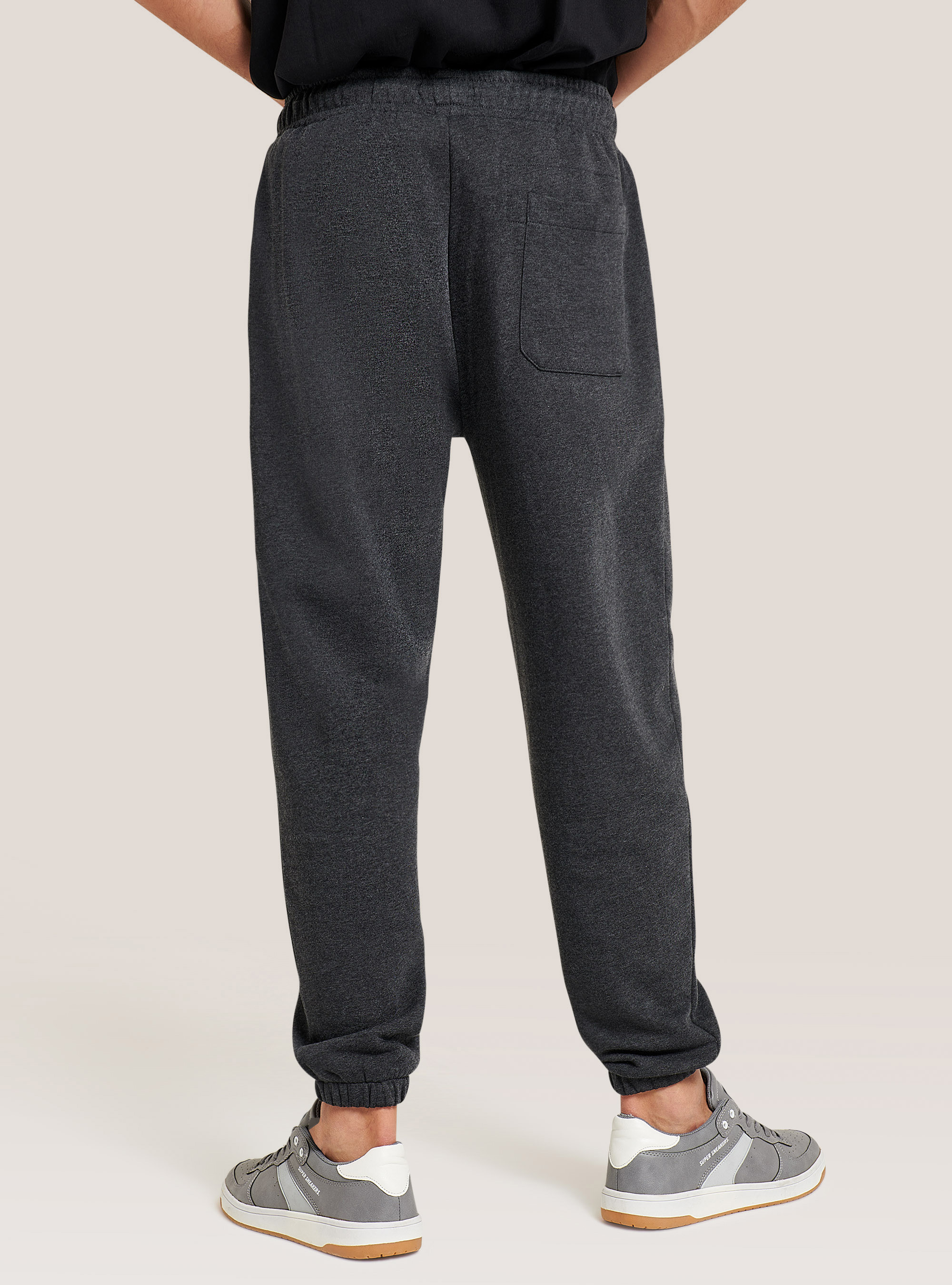 Basic cotton jogger trousers, GREY MELANGE
