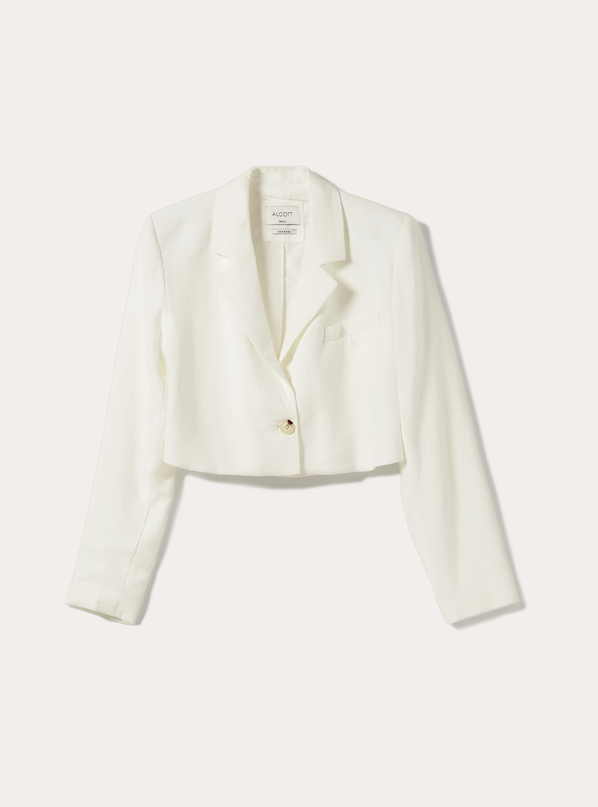 Cropped blazer in linen blend, BG3 BEIGE LIGHT