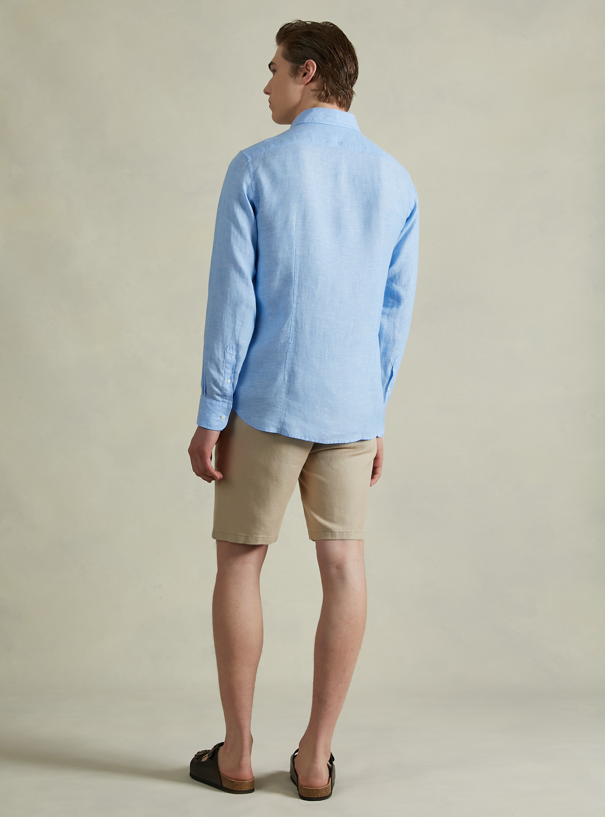 Long-sleeved pure linen shirt, AZ3 AZURE LIGHT