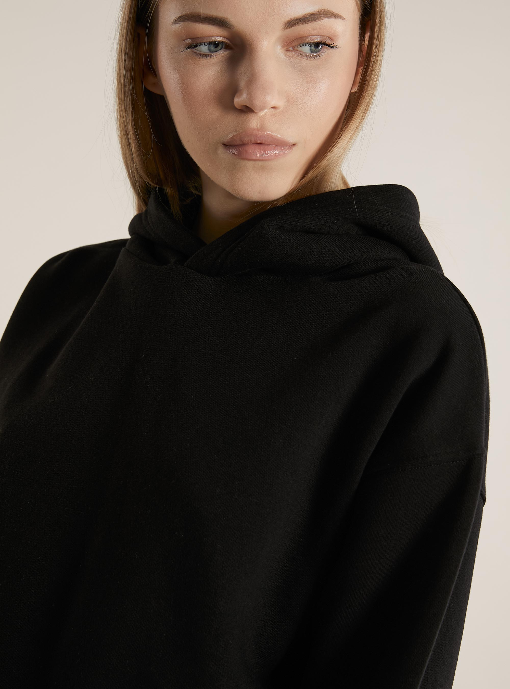 Sweatshirt à capuche à la coupe large, BK1 BLACK