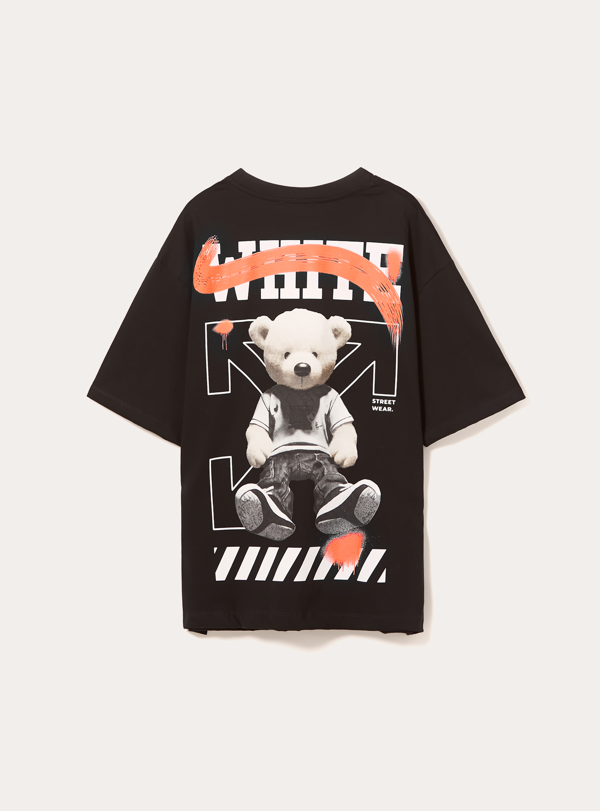 Boxy fit T-shirt with print, BK1 BLACK