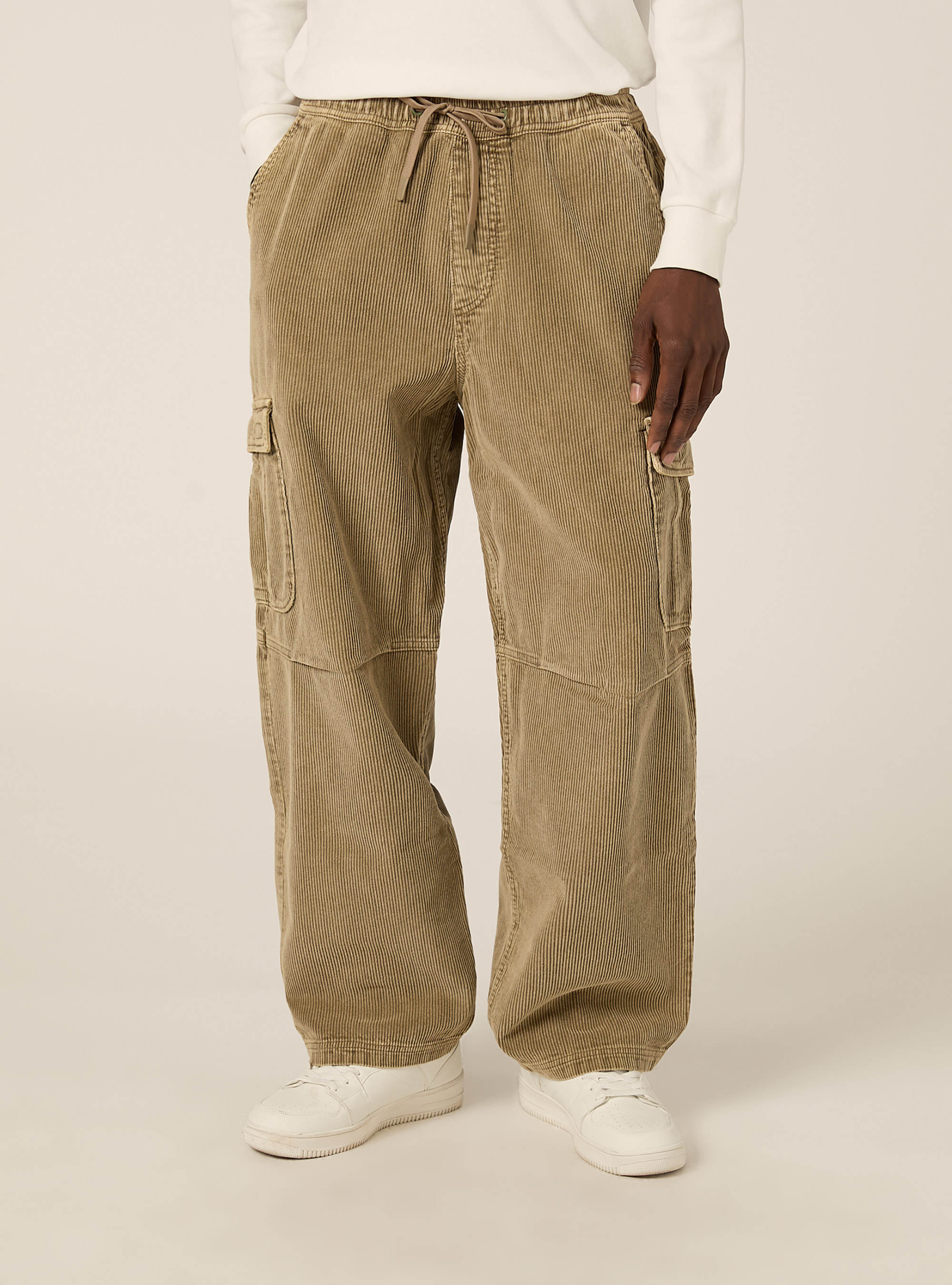 Pantaloni cargo in velluto a coste, BG1 BEIGE DARK