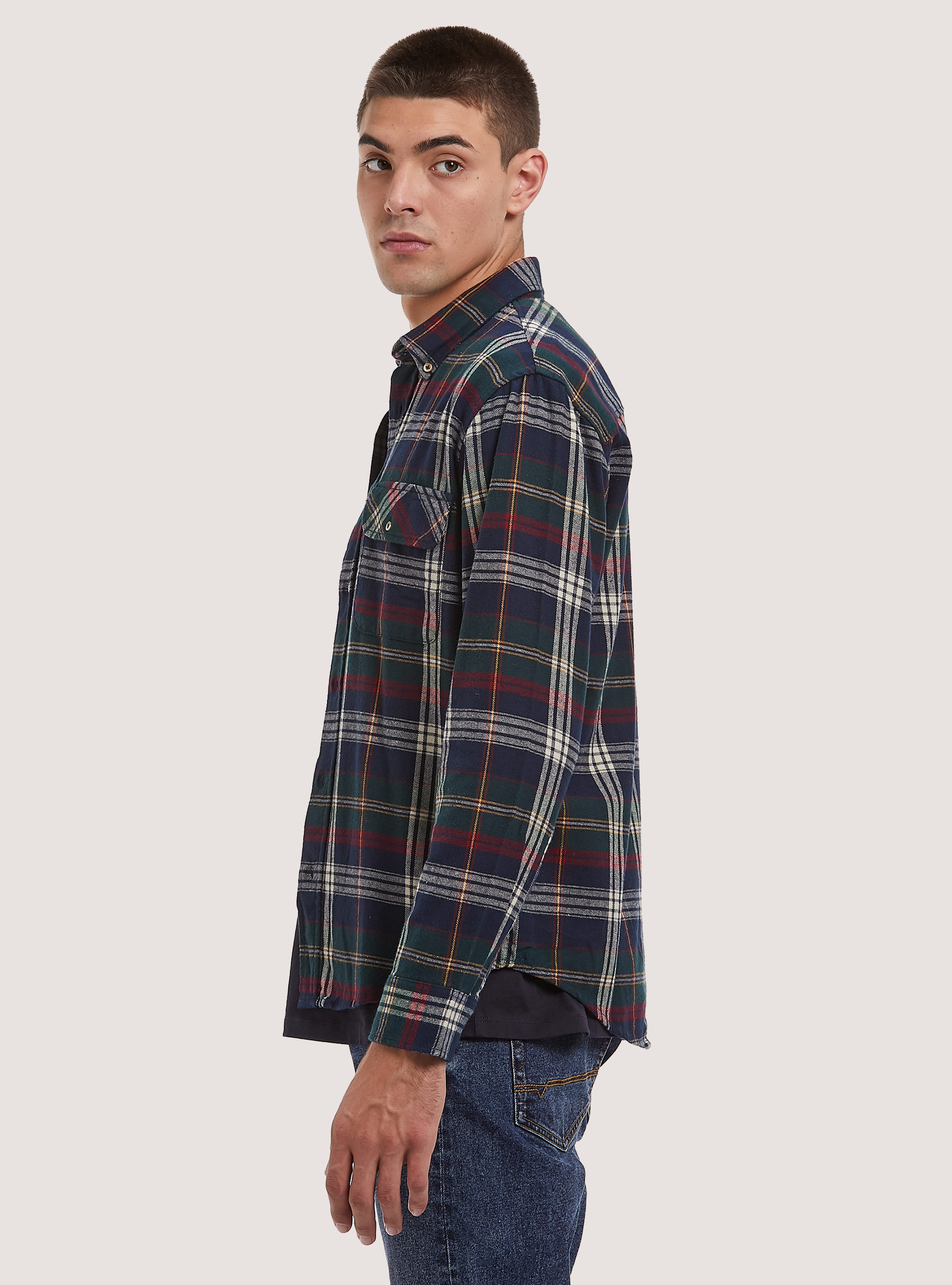 Camicia a quadri in flanella, BL2 BLUE MEDIUM