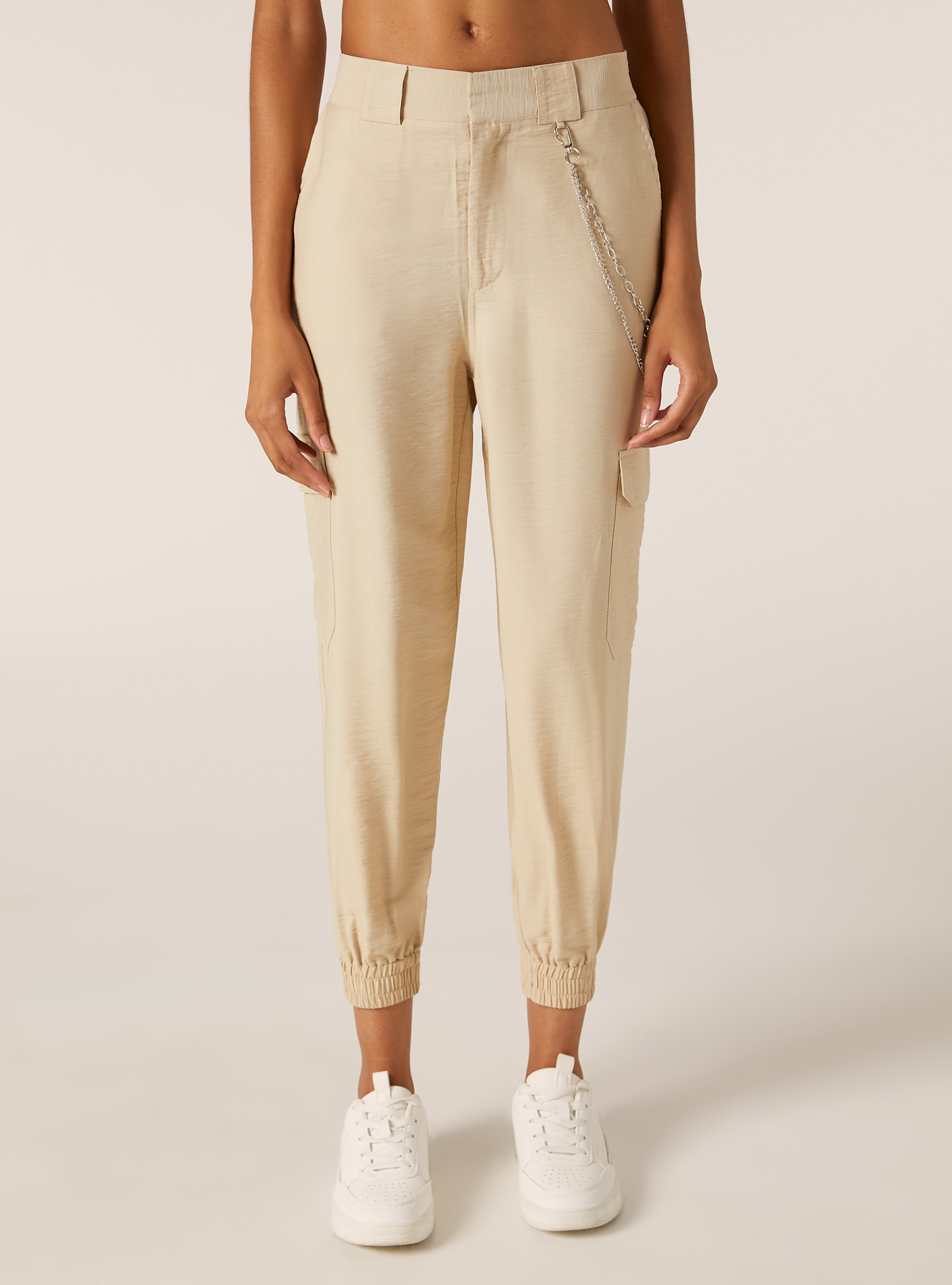 Jogger pants with chain, BG2 BEIGE MEDIUM