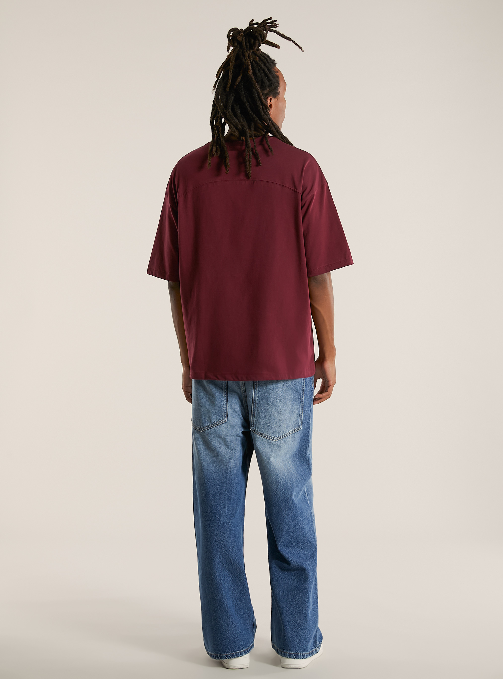 Tee-shirt à la coupe large, BO1 BORDEAUX DARK
