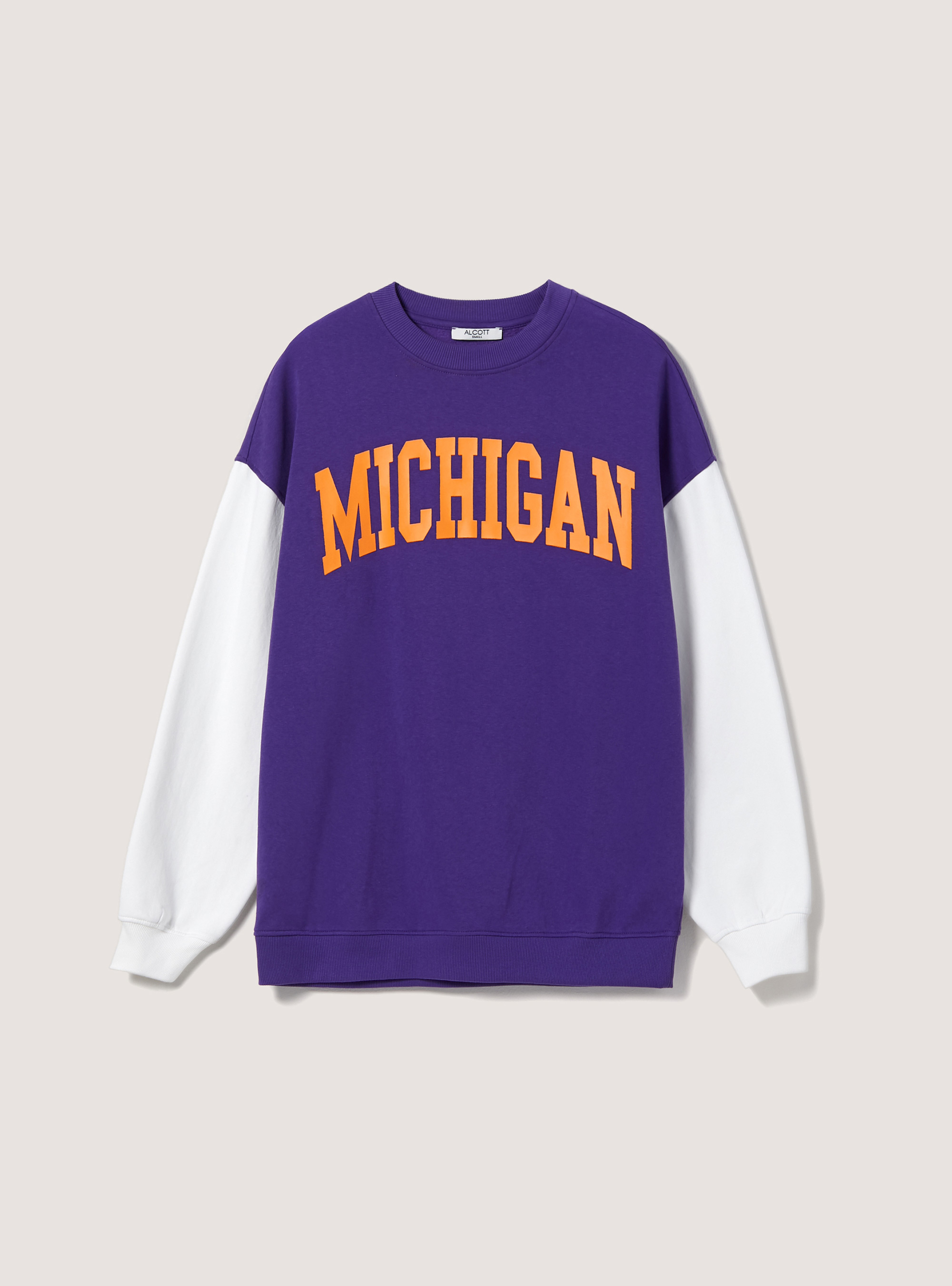 Sudadera con estampado y mangas en contraste, VI2 VIOLET MEDIUM