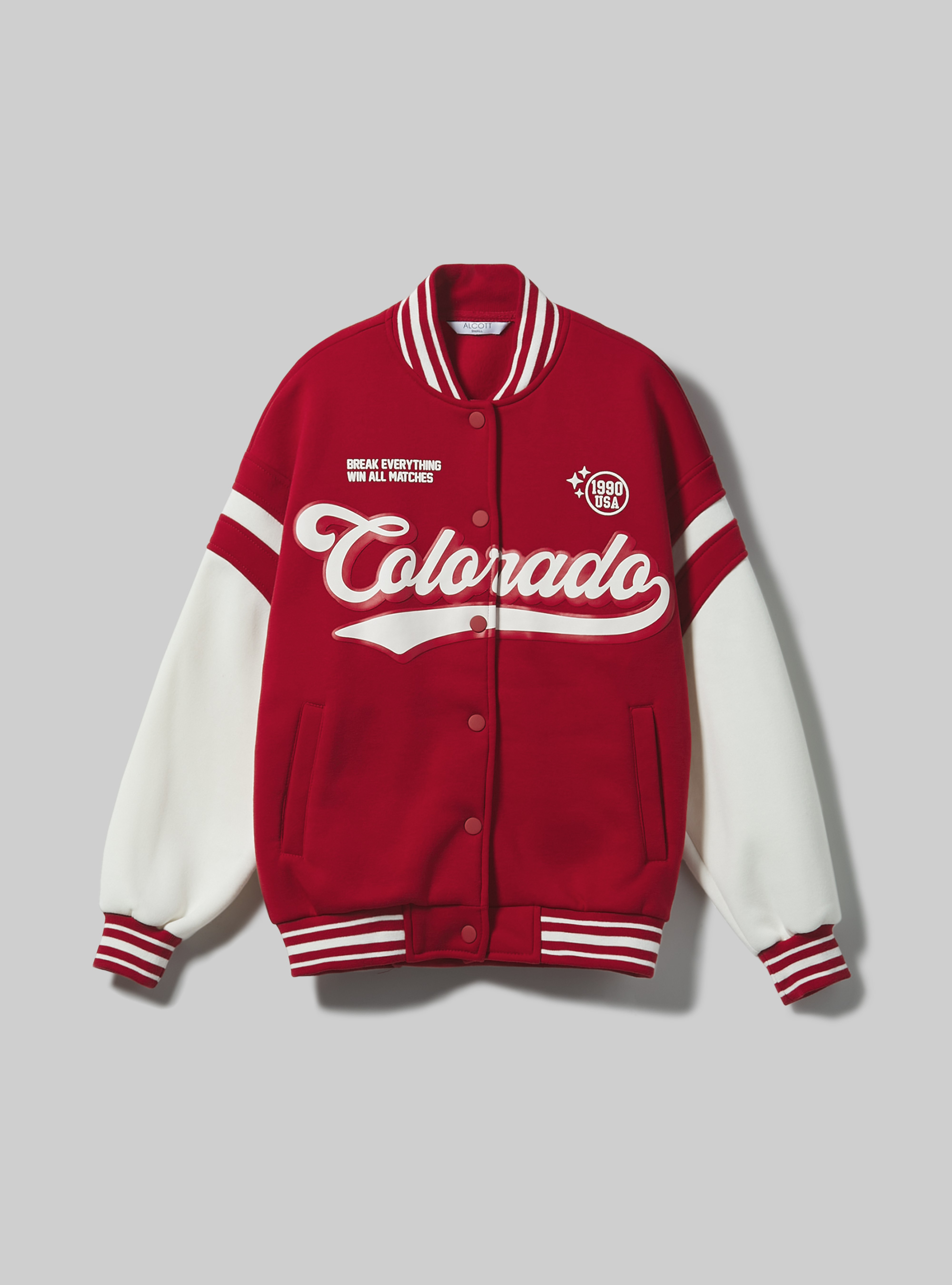 College Bomber Jacket with print, RD2 RED MEDIUM