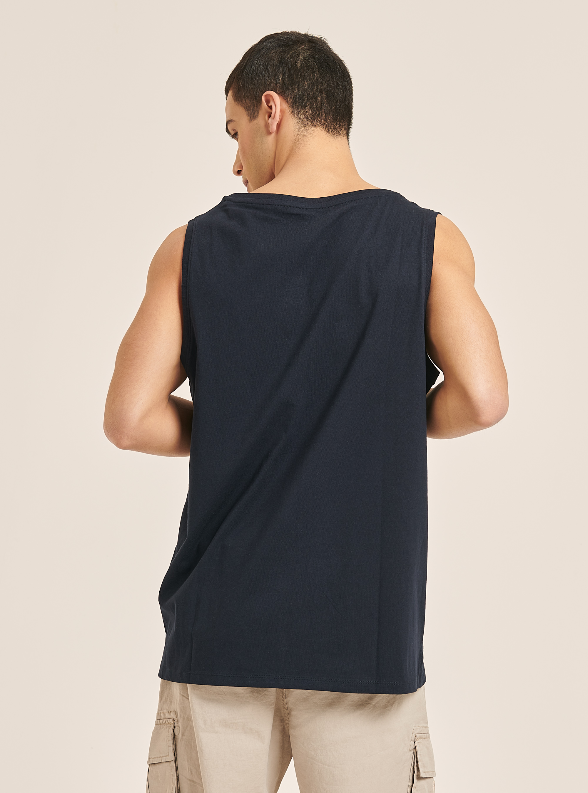 Canotta in cotone tinta unita, BLU