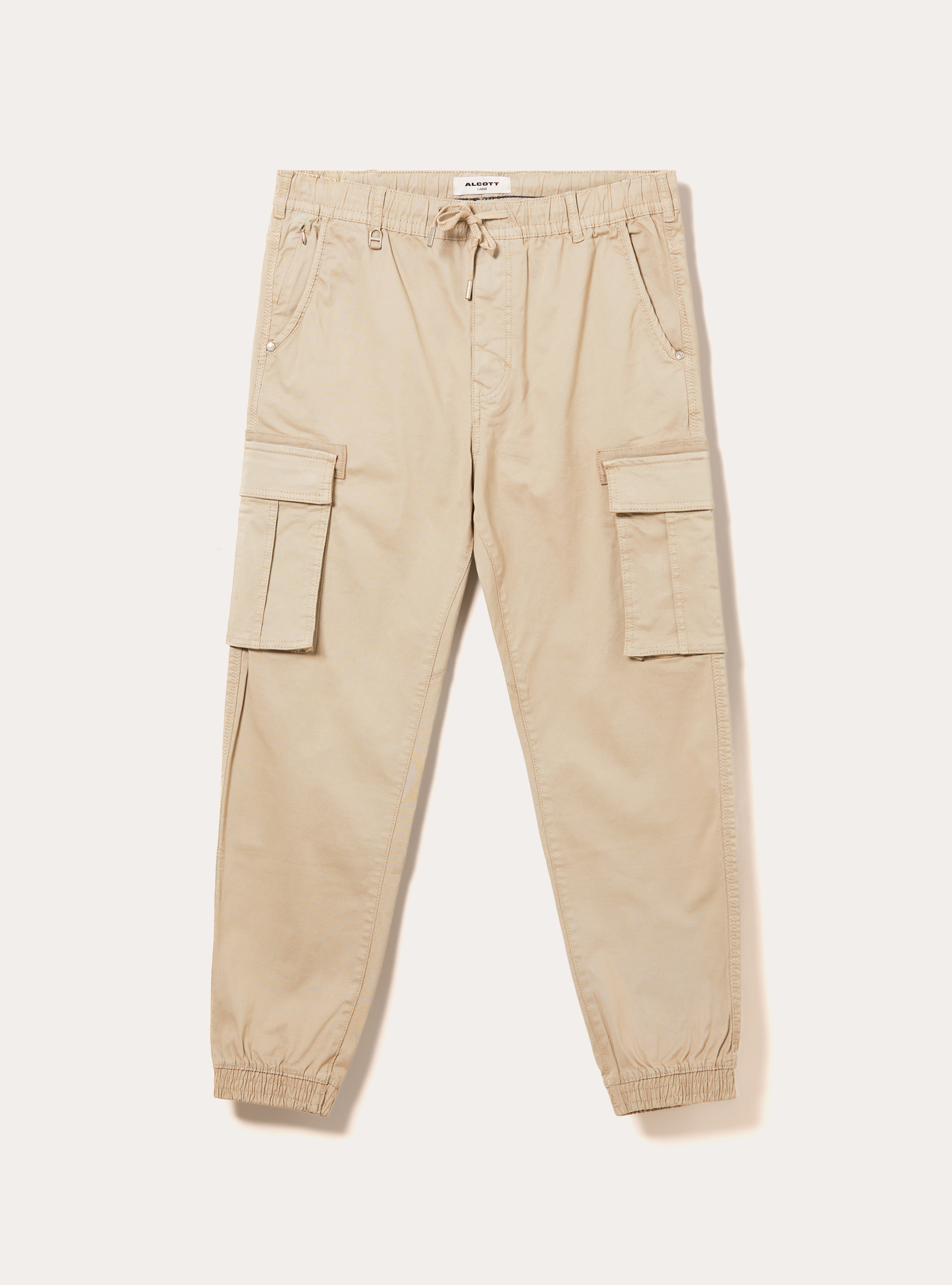 Stretch twill cargo jogger pants, BG2 BEIGE MEDIUM