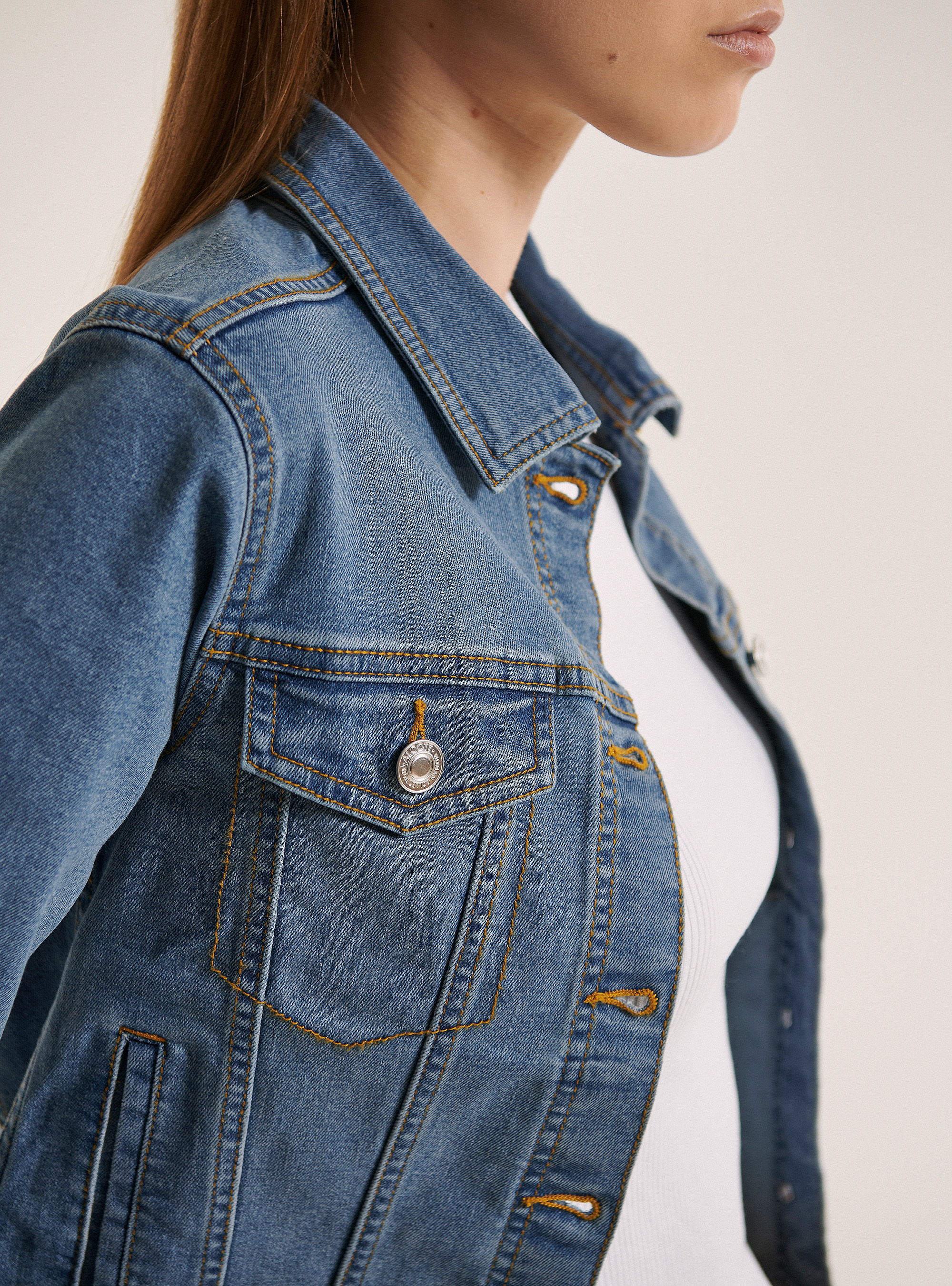 Stretch denim jacket, BLUE