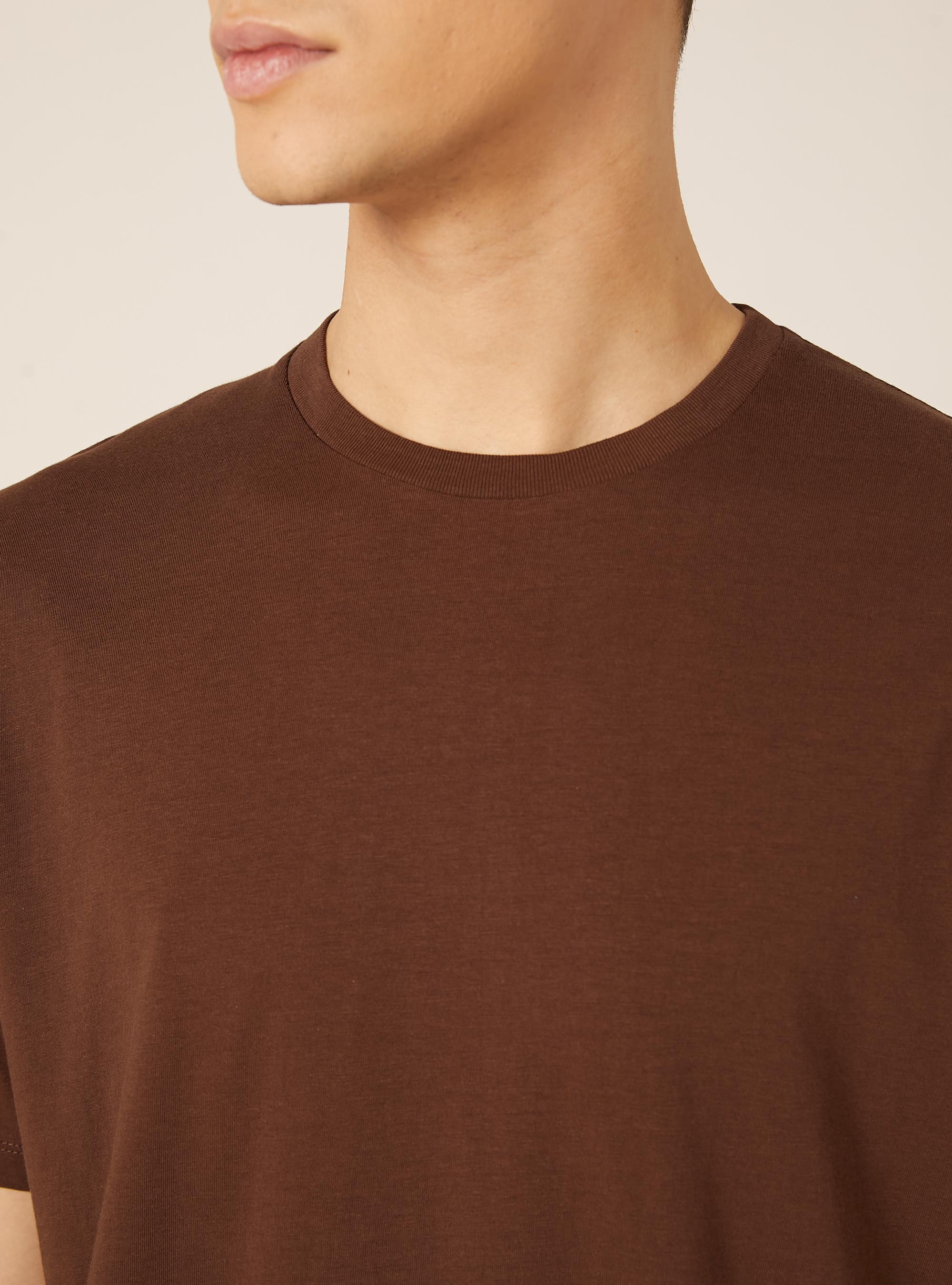 Maglietta girocollo basica, BR1 BROWN DARK