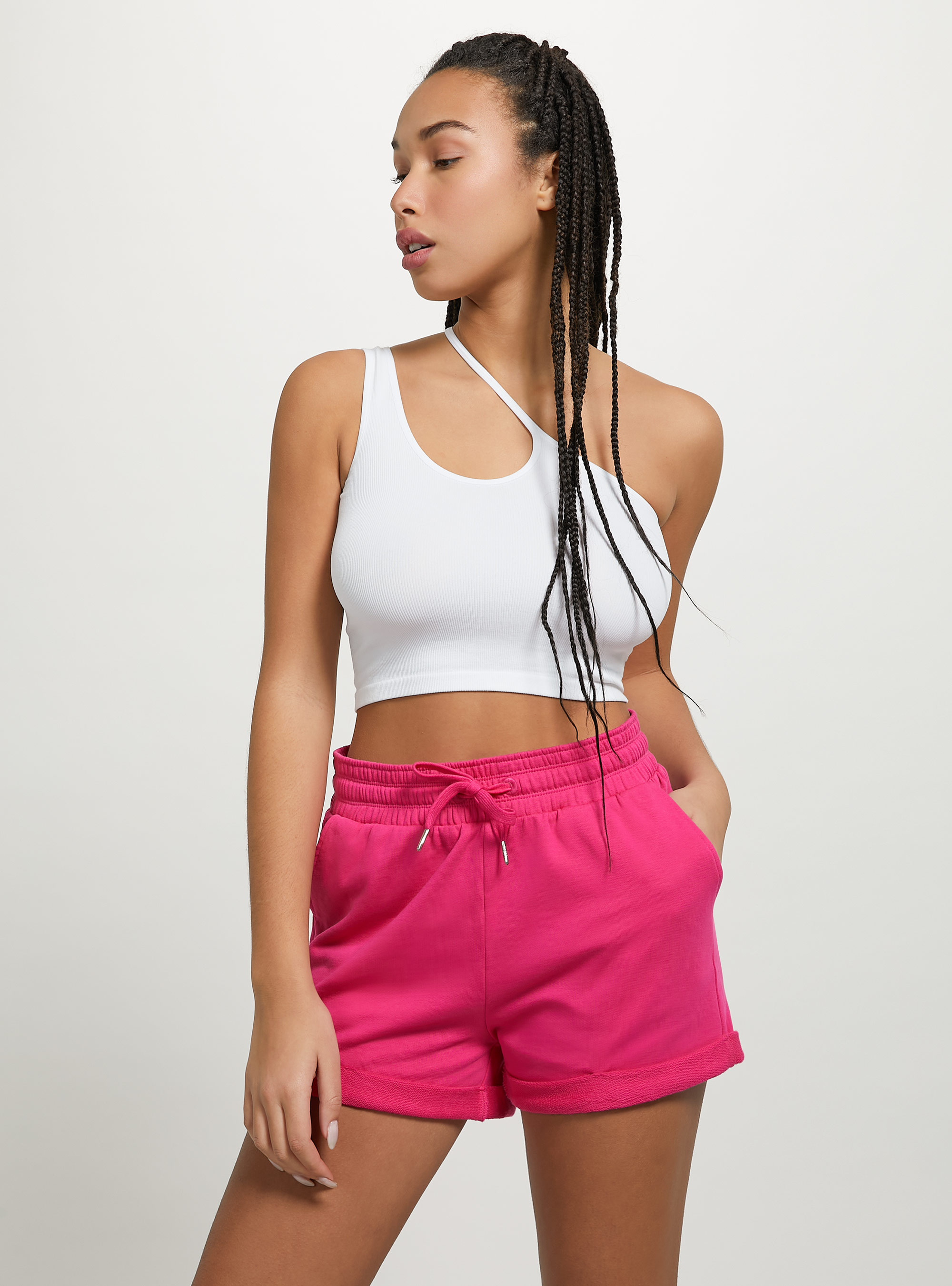 Cotton shorts with roll up and drawstring, FX2 FUXIA MEDIUM