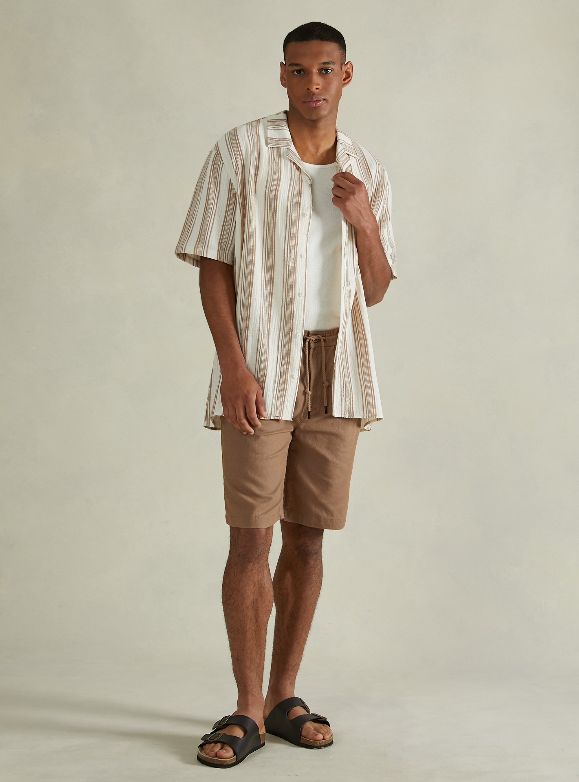 Striped shirt with texture, MULTICOLOR