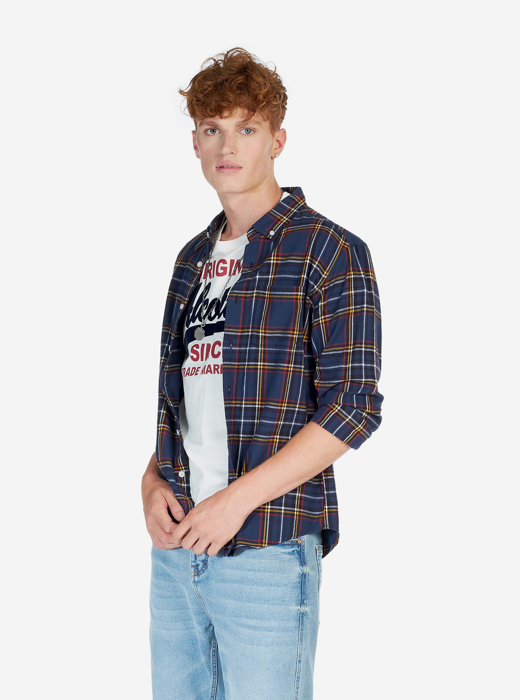 CHECKED SHIRT, BLUE NAVY