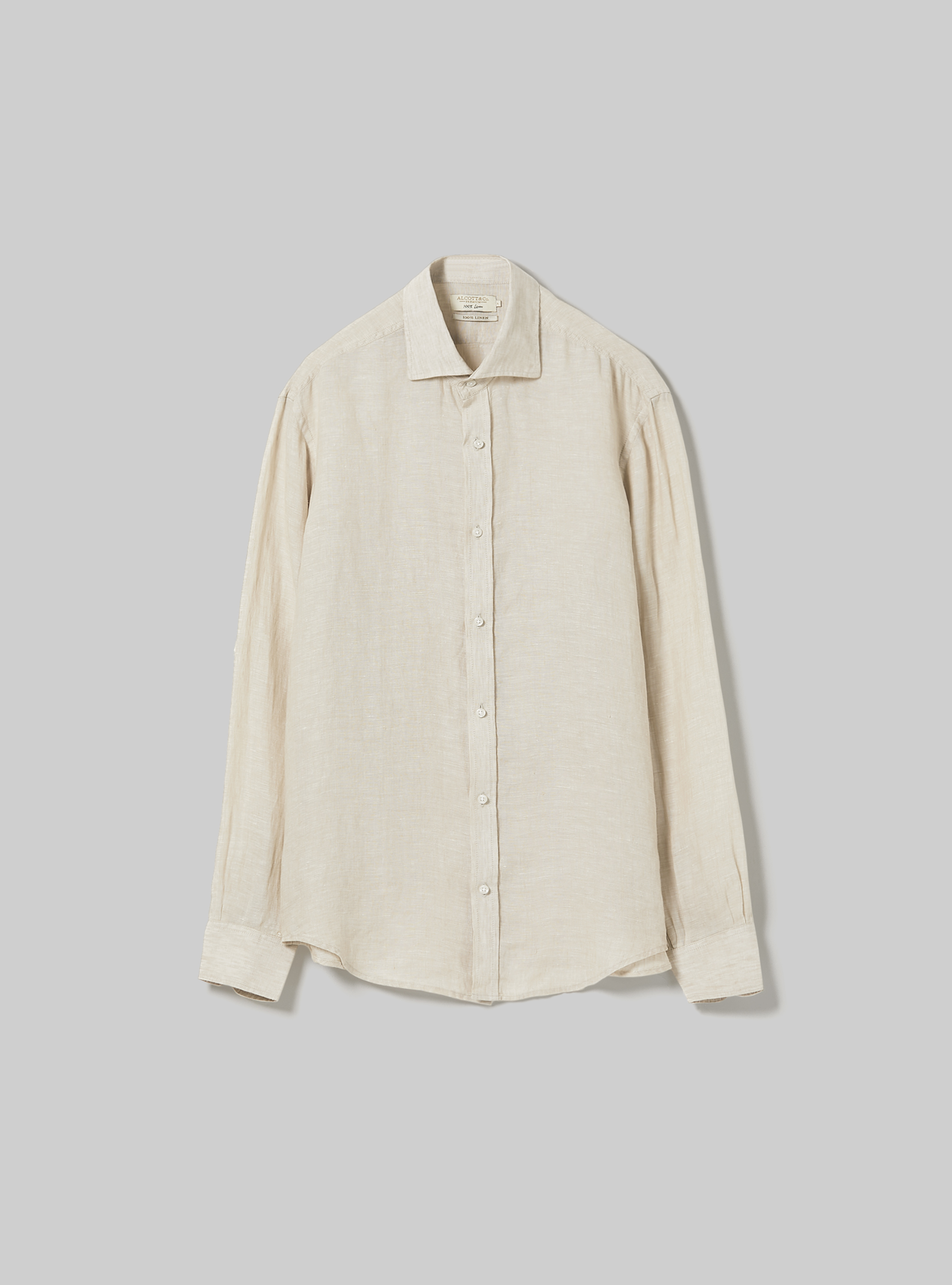 Camicia in puro lino a maniche lunghe, BG3 BEIGE LIGHT