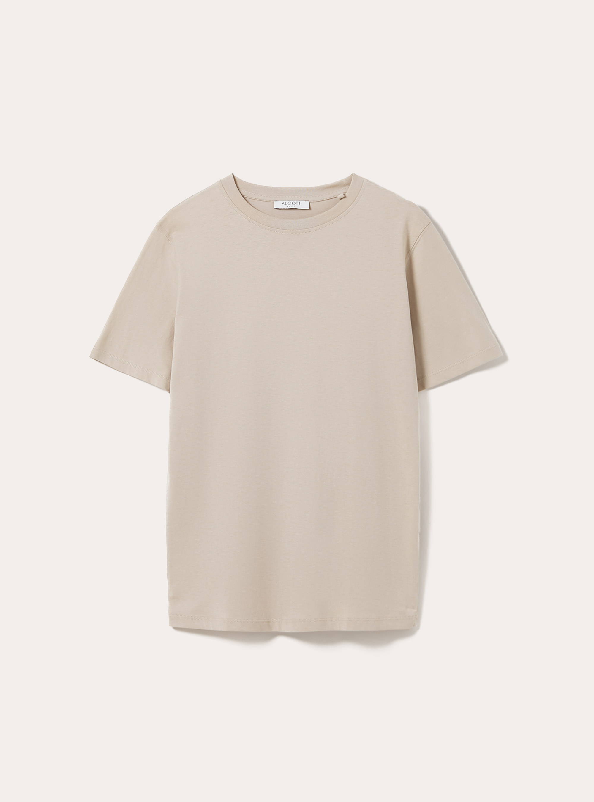 Camiseta de algodón con cuello redondo, BG2 BEIGE MEDIUM