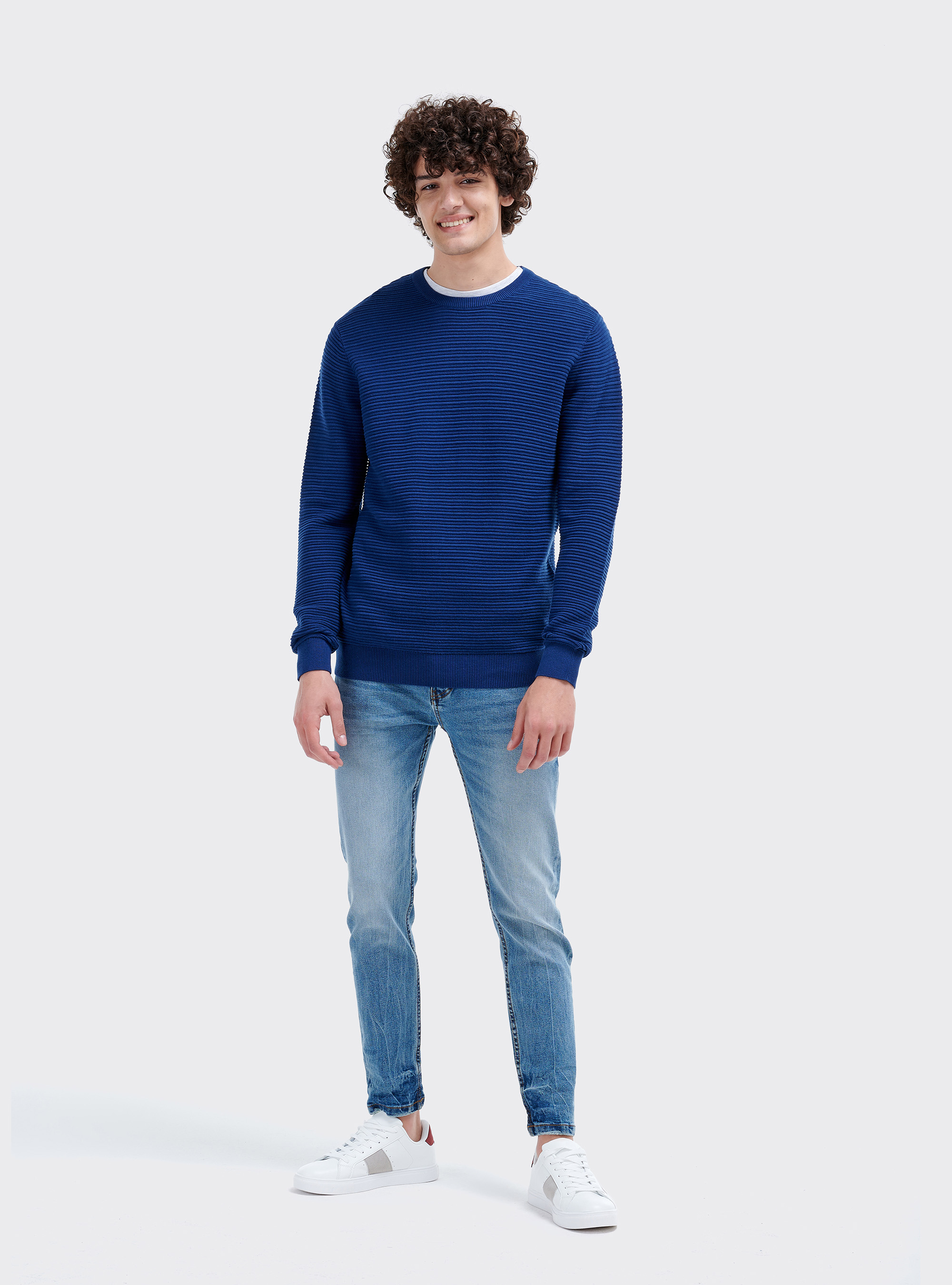 Jersey básico con cuello redondo de punto estructurado, C2230 ROYALE