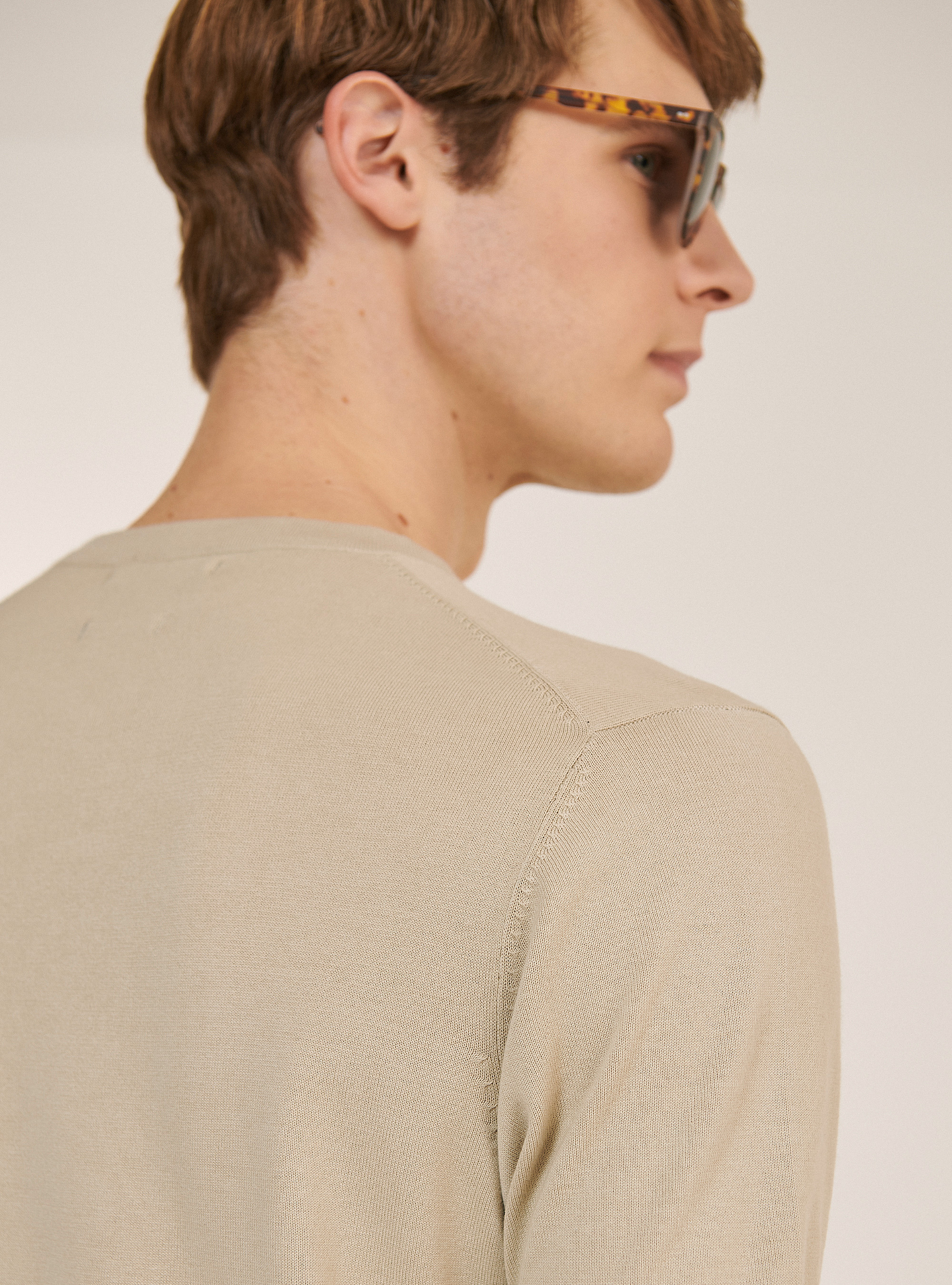 Pull en coton à manches courtes, C1150 SAND