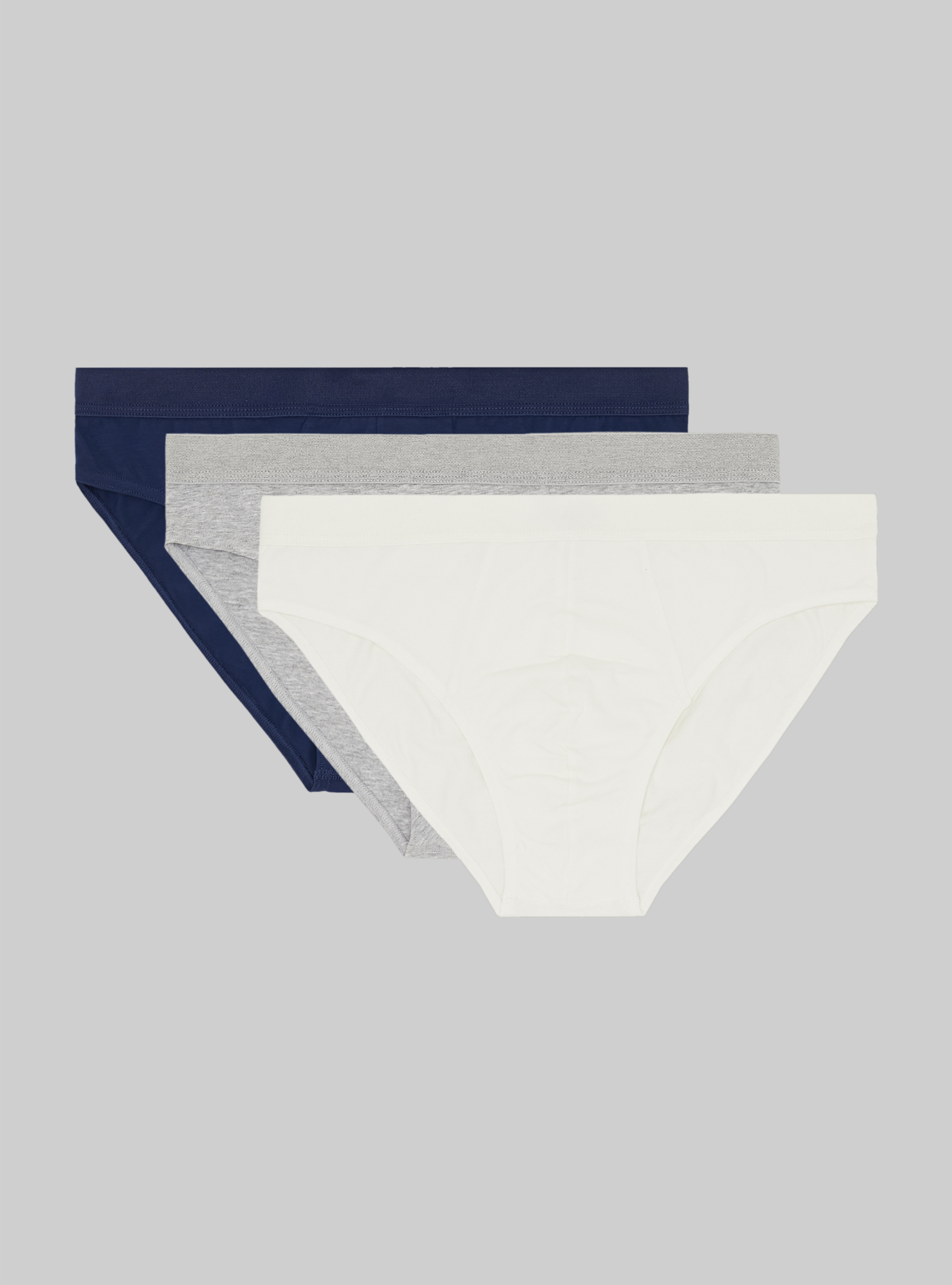 Set of 3 stretch cotton briefs, MGY2/NA2/WH2
