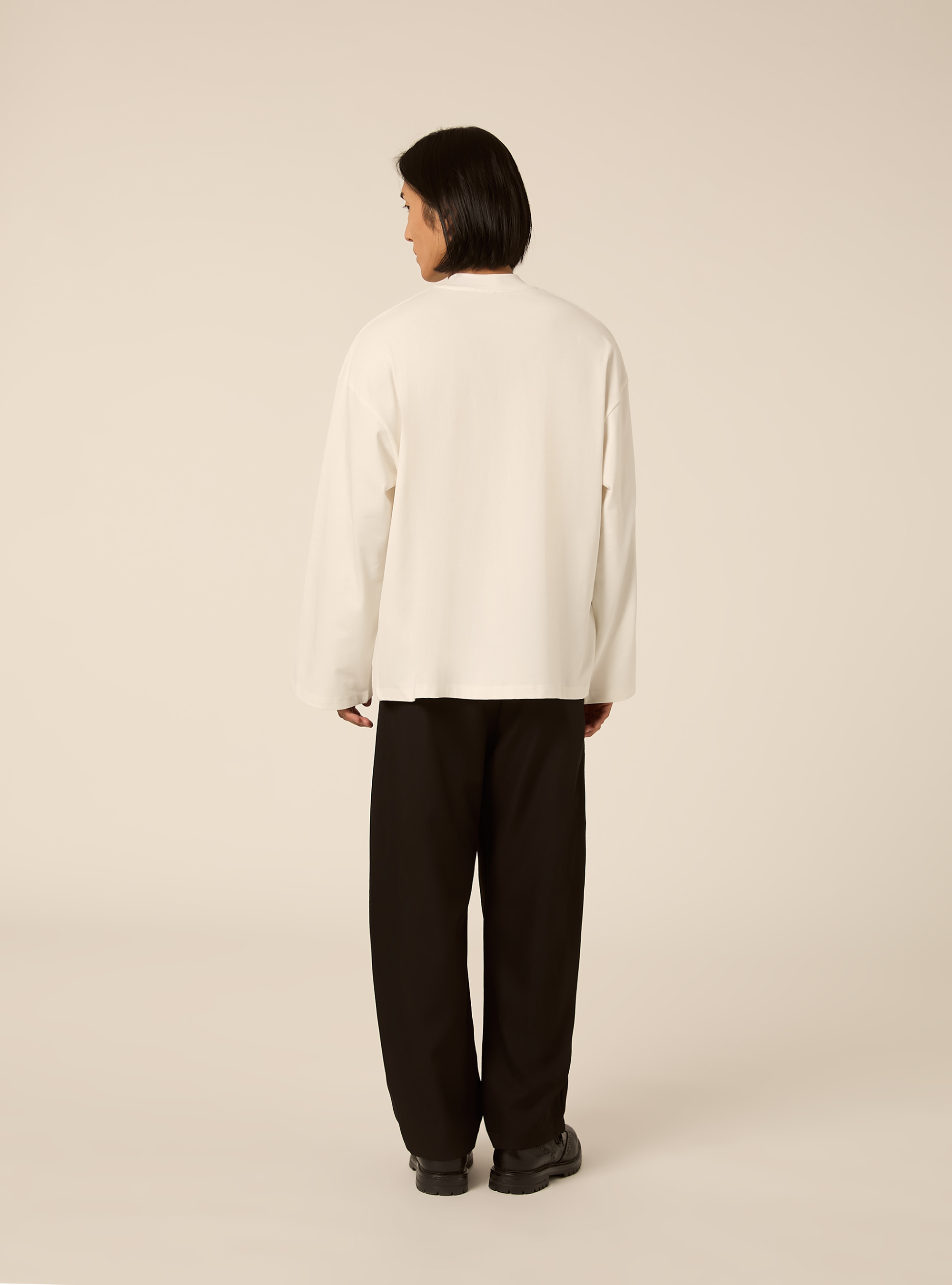 Maglietta a maniche lunghe oversize, PANNA